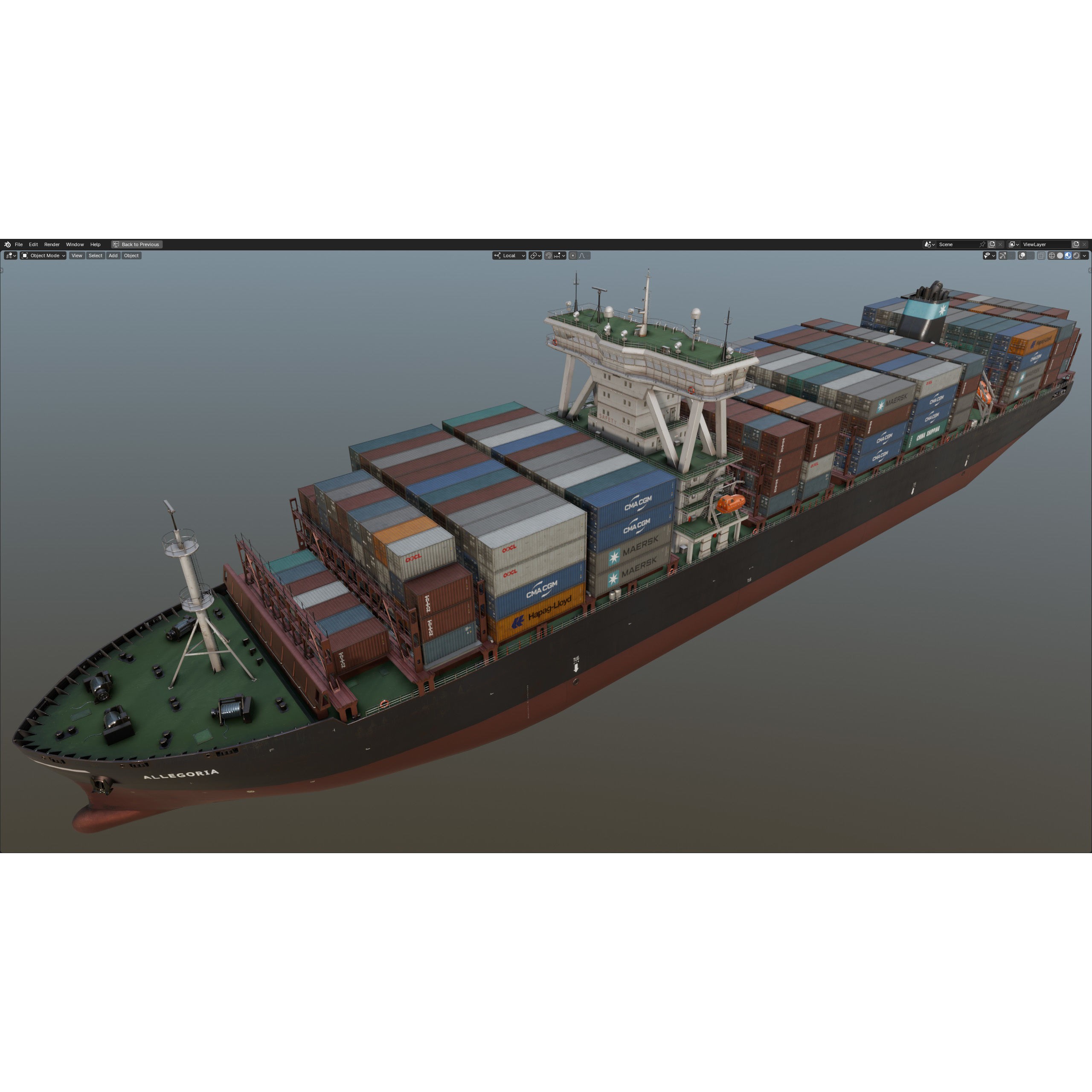 Cargo Ship Container Ship - Low-Poly Game-Ready 3D Model - View 60