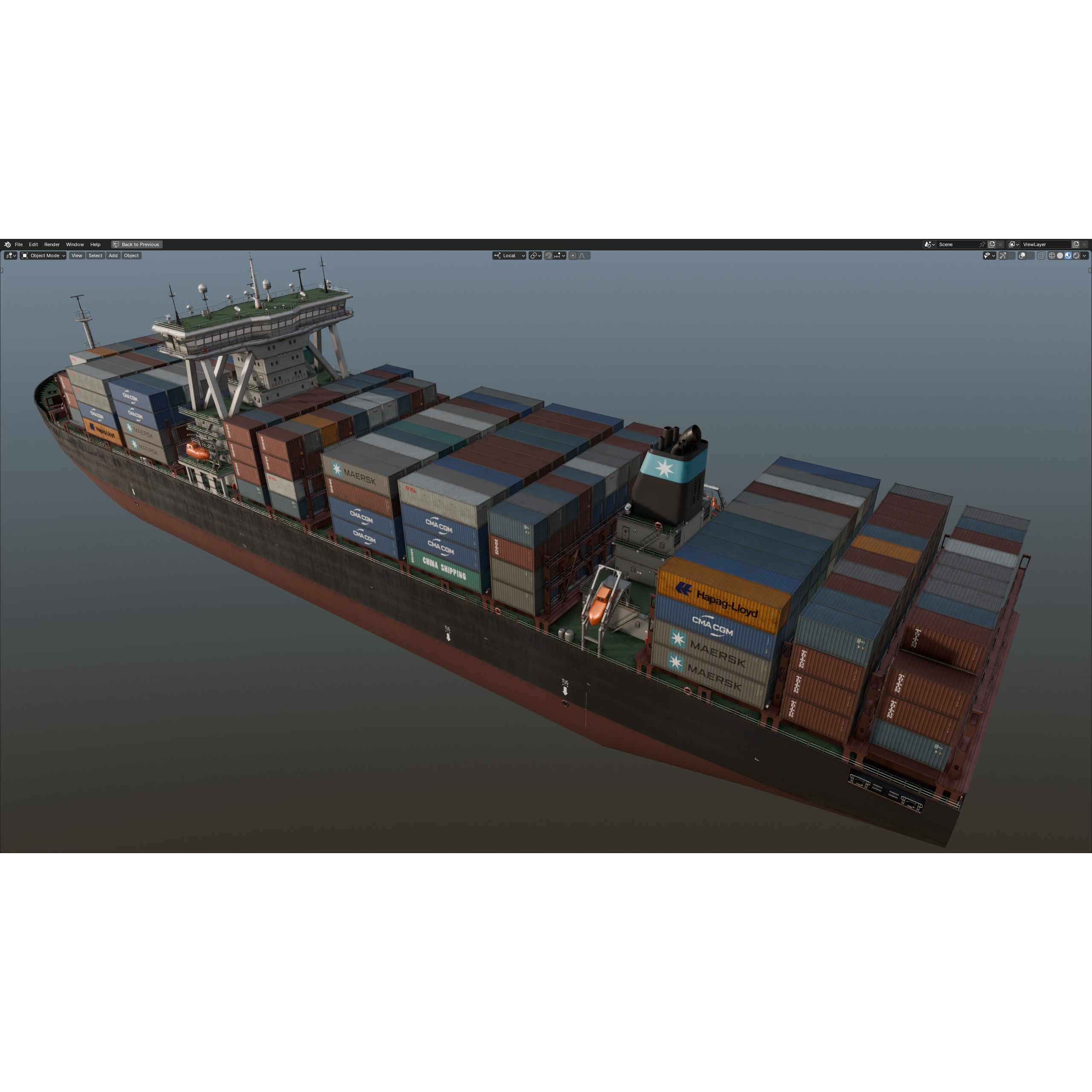Cargo Ship Container Ship - Low-Poly Game-Ready 3D Model - View 61