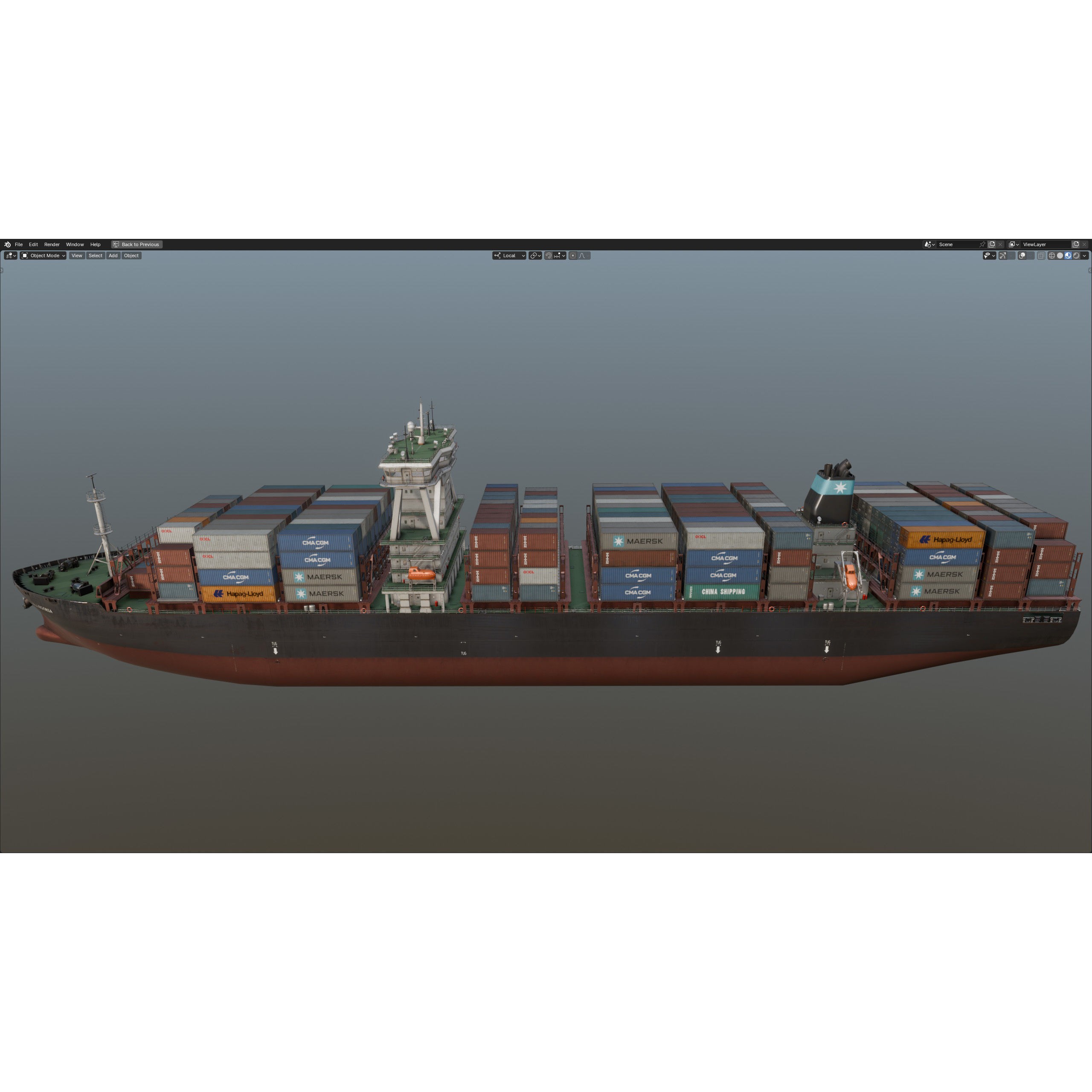 Cargo Ship Container Ship - Low-Poly Game-Ready 3D Model - View 62