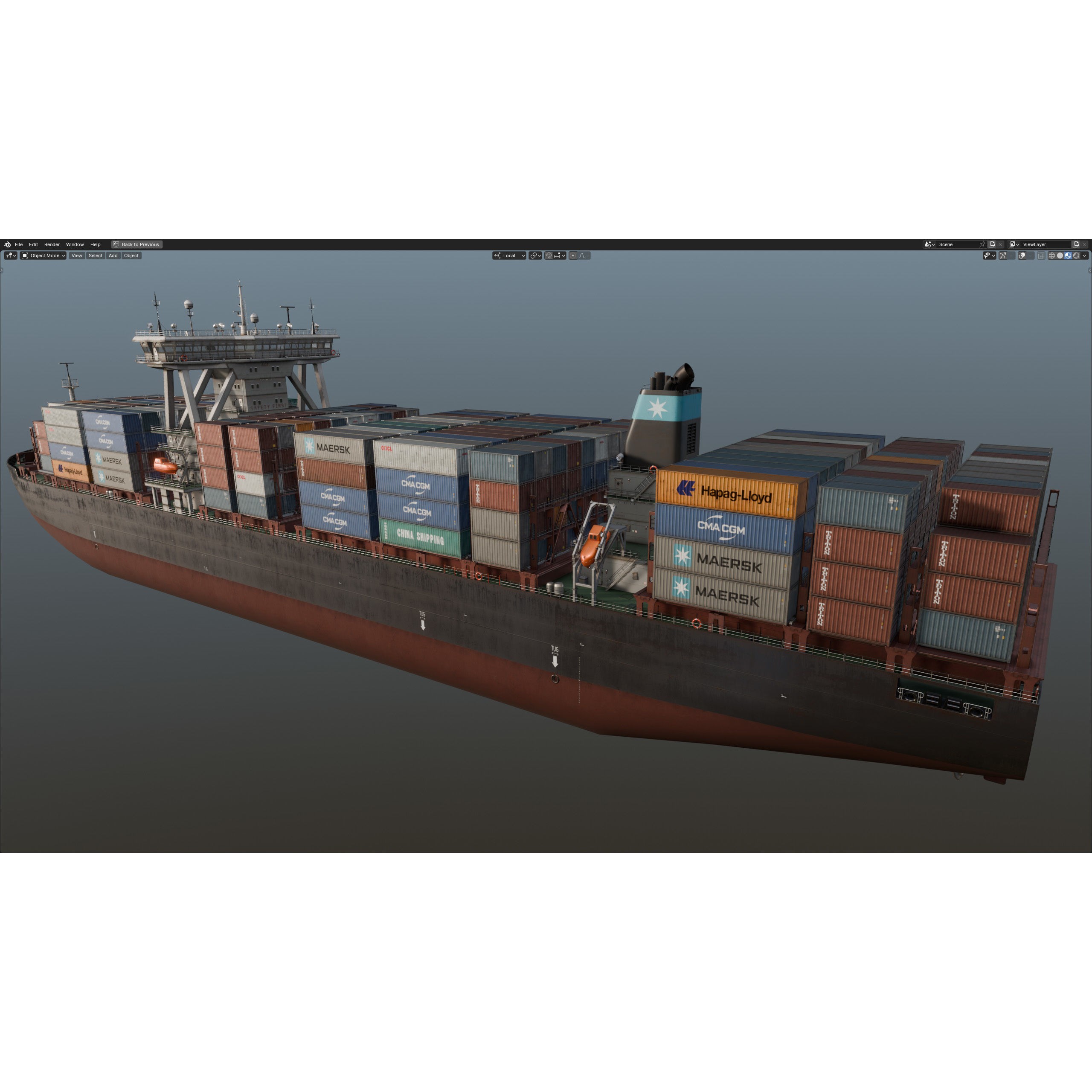 Cargo Ship Container Ship - Low-Poly Game-Ready 3D Model - View 63