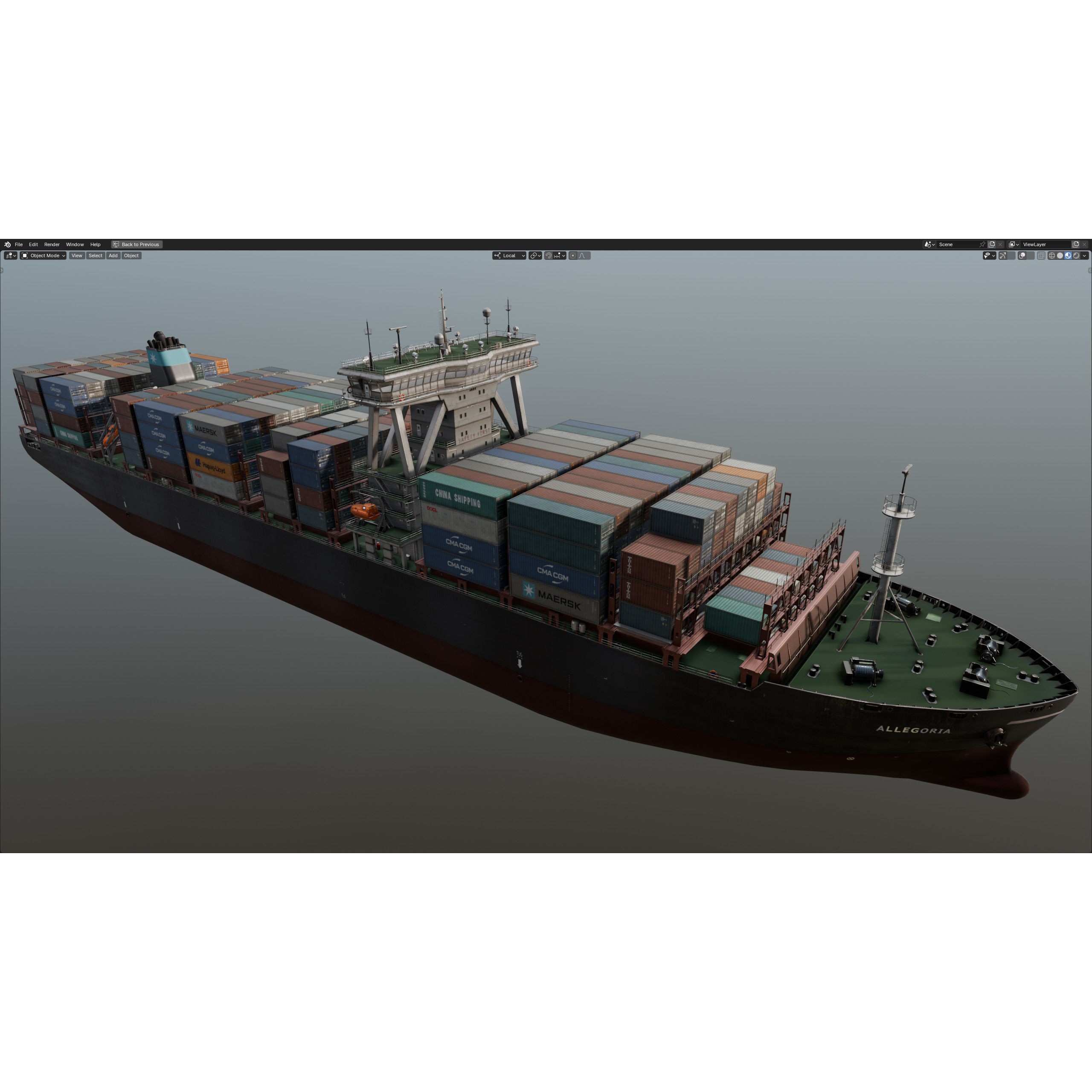 Cargo Ship Container Ship - Low-Poly Game-Ready 3D Model - View 64