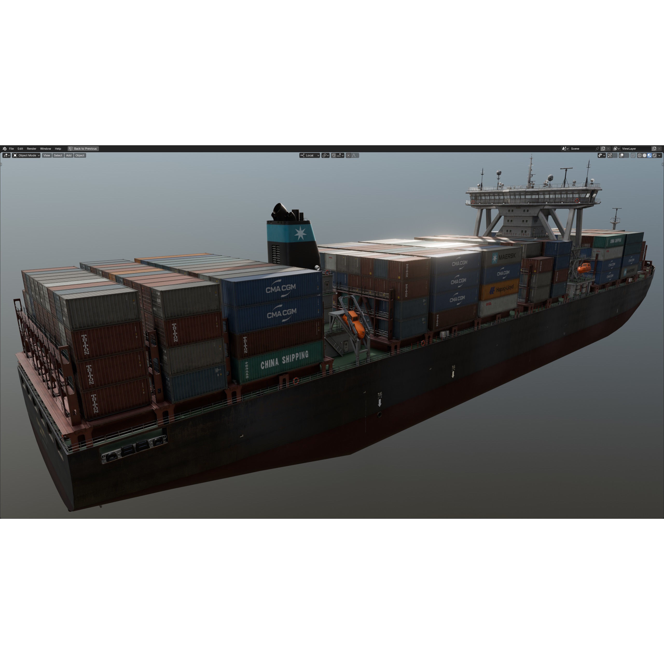 Cargo Ship Container Ship - Low-Poly Game-Ready 3D Model - View 65