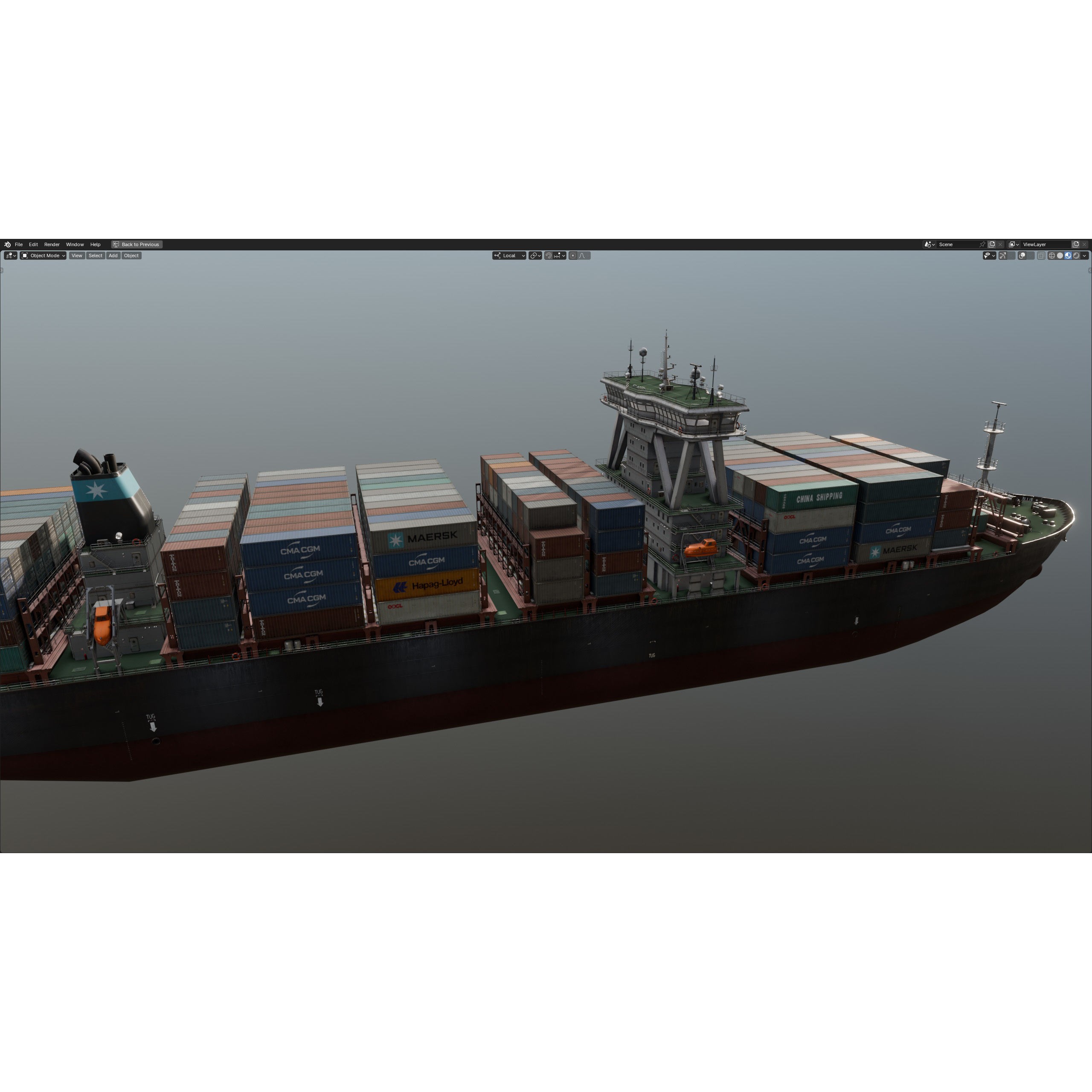 Cargo Ship Container Ship - Low-Poly Game-Ready 3D Model - View 66
