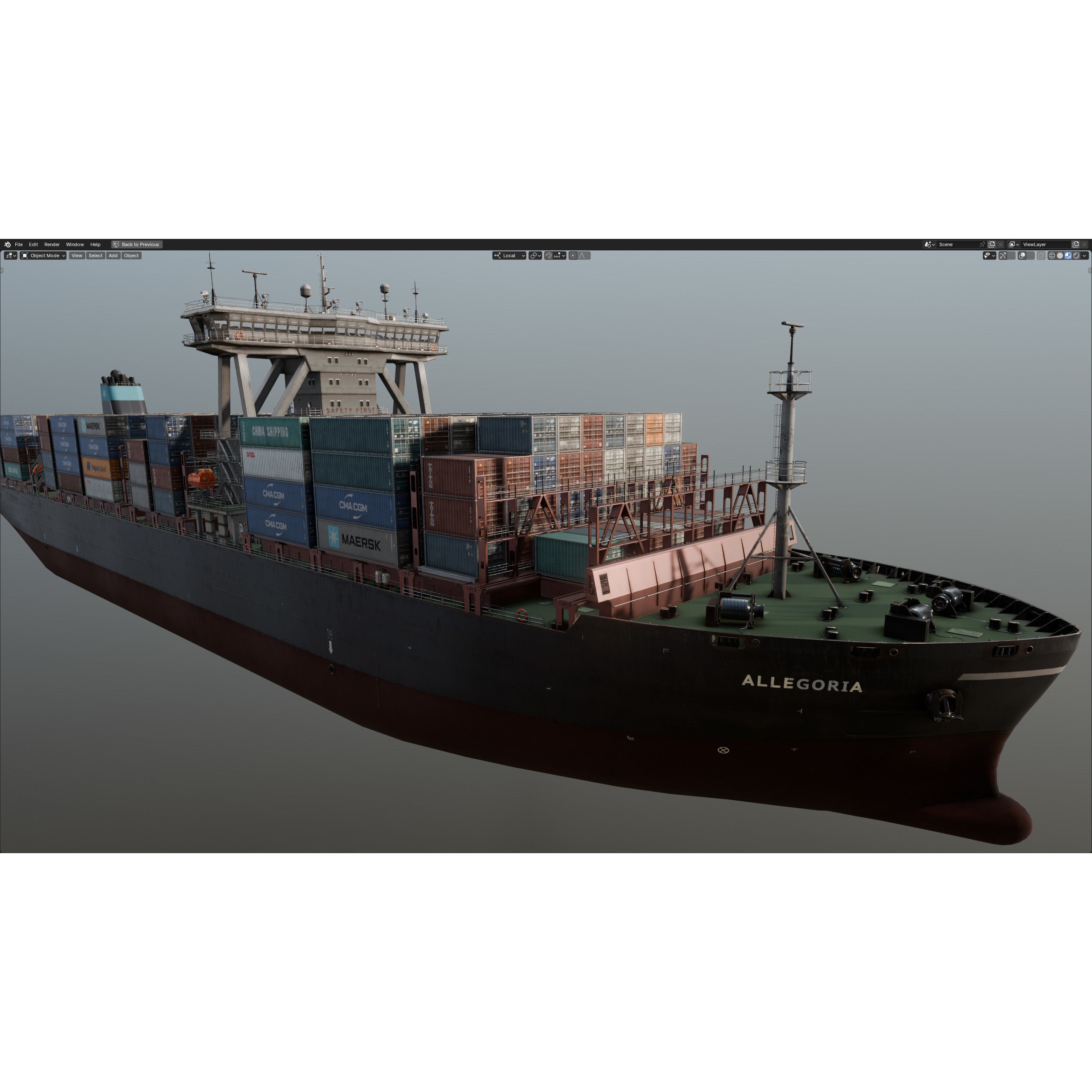 Cargo Ship Container Ship - Low-Poly Game-Ready 3D Model - View 67