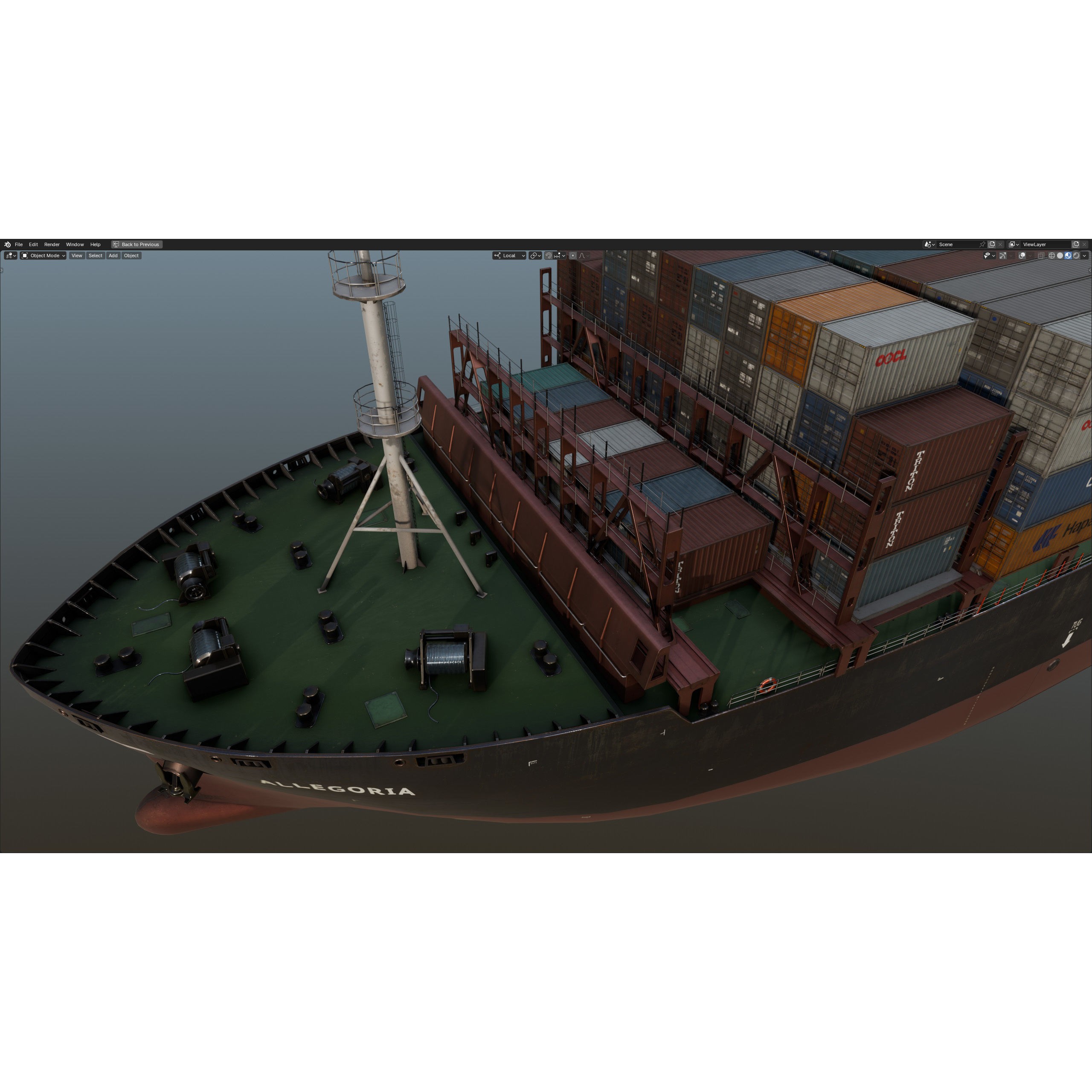Cargo Ship Container Ship - Low-Poly Game-Ready 3D Model - View 68