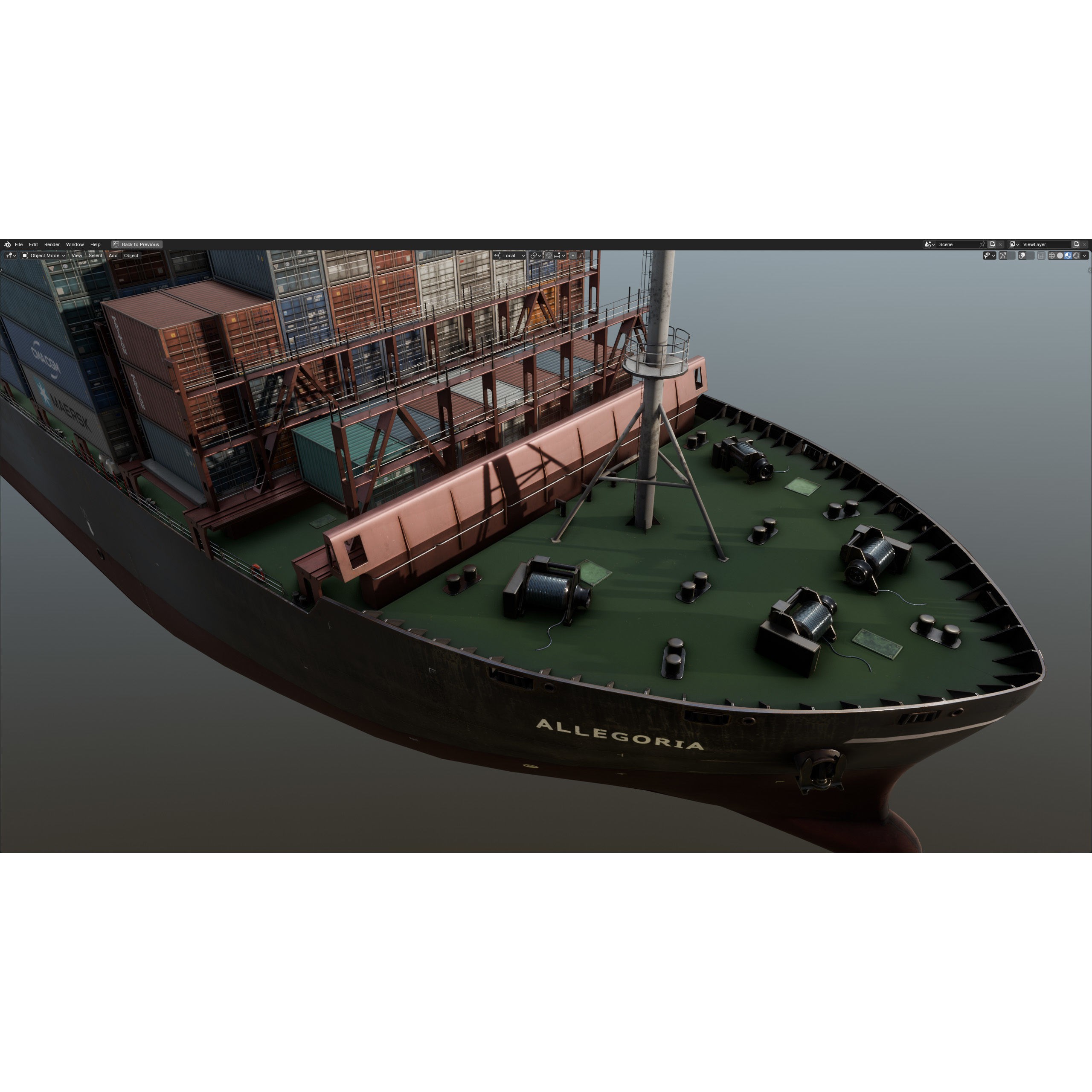 Cargo Ship Container Ship - Low-Poly Game-Ready 3D Model - View 69