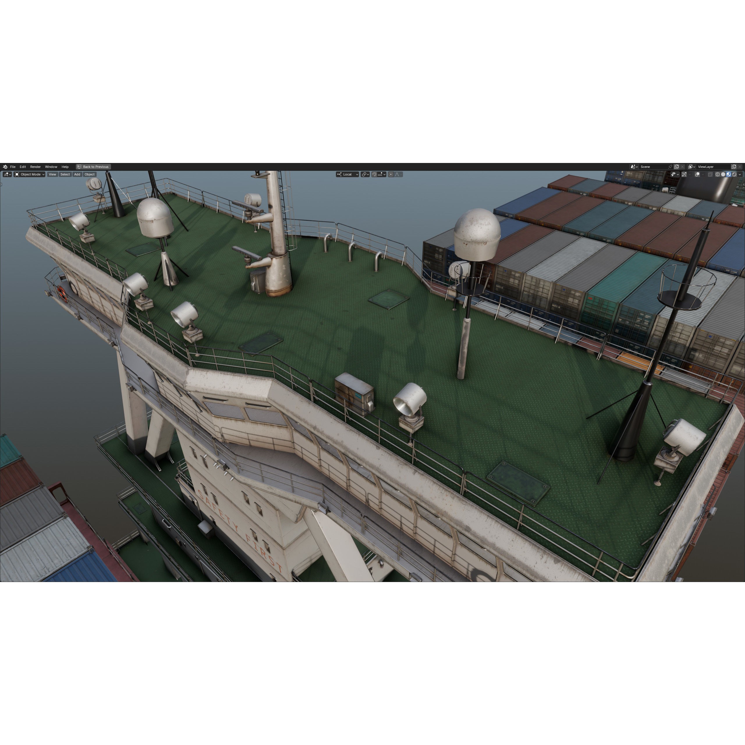 Cargo Ship Container Ship - Low-Poly Game-Ready 3D Model - View 72