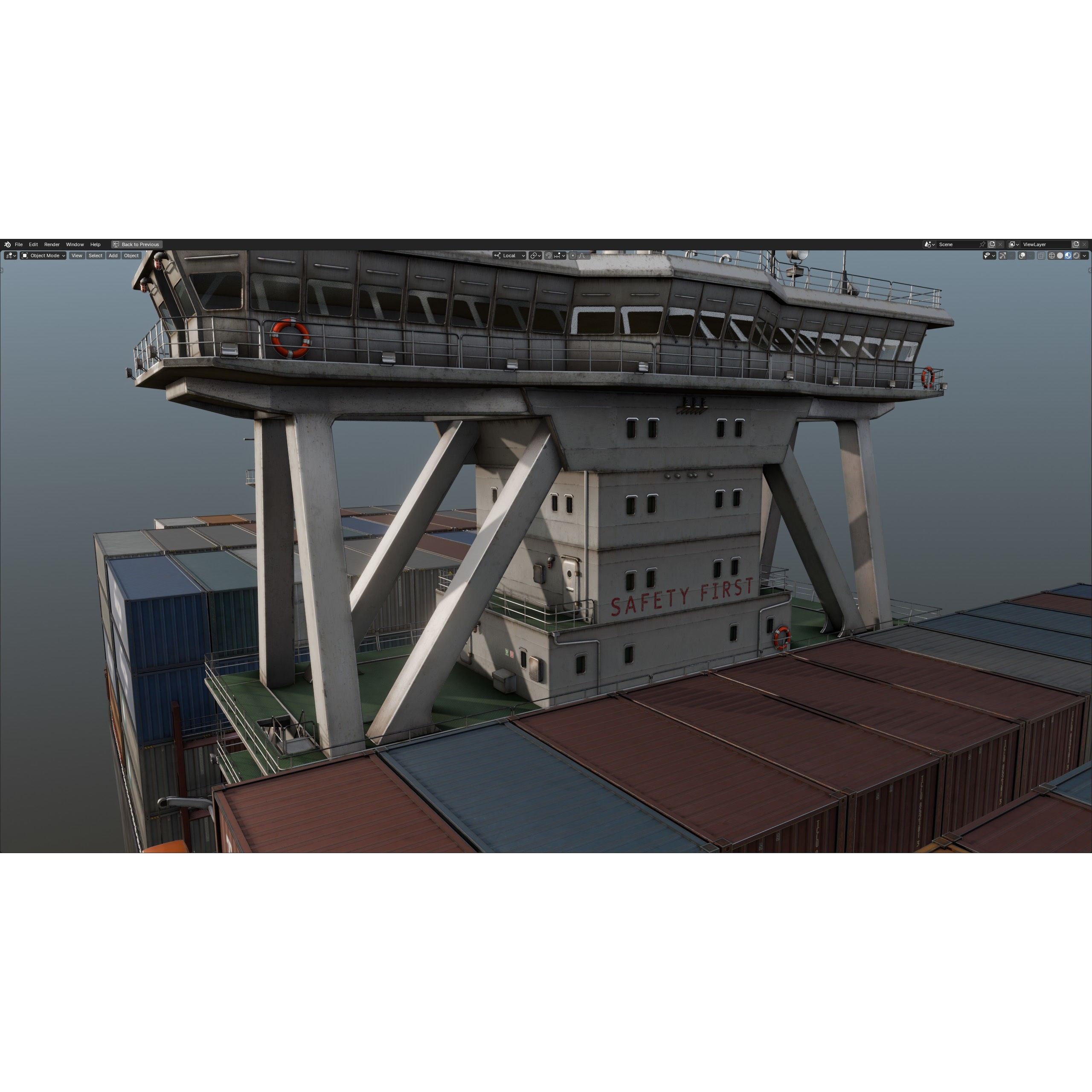Cargo Ship Container Ship - Low-Poly Game-Ready 3D Model - View 73