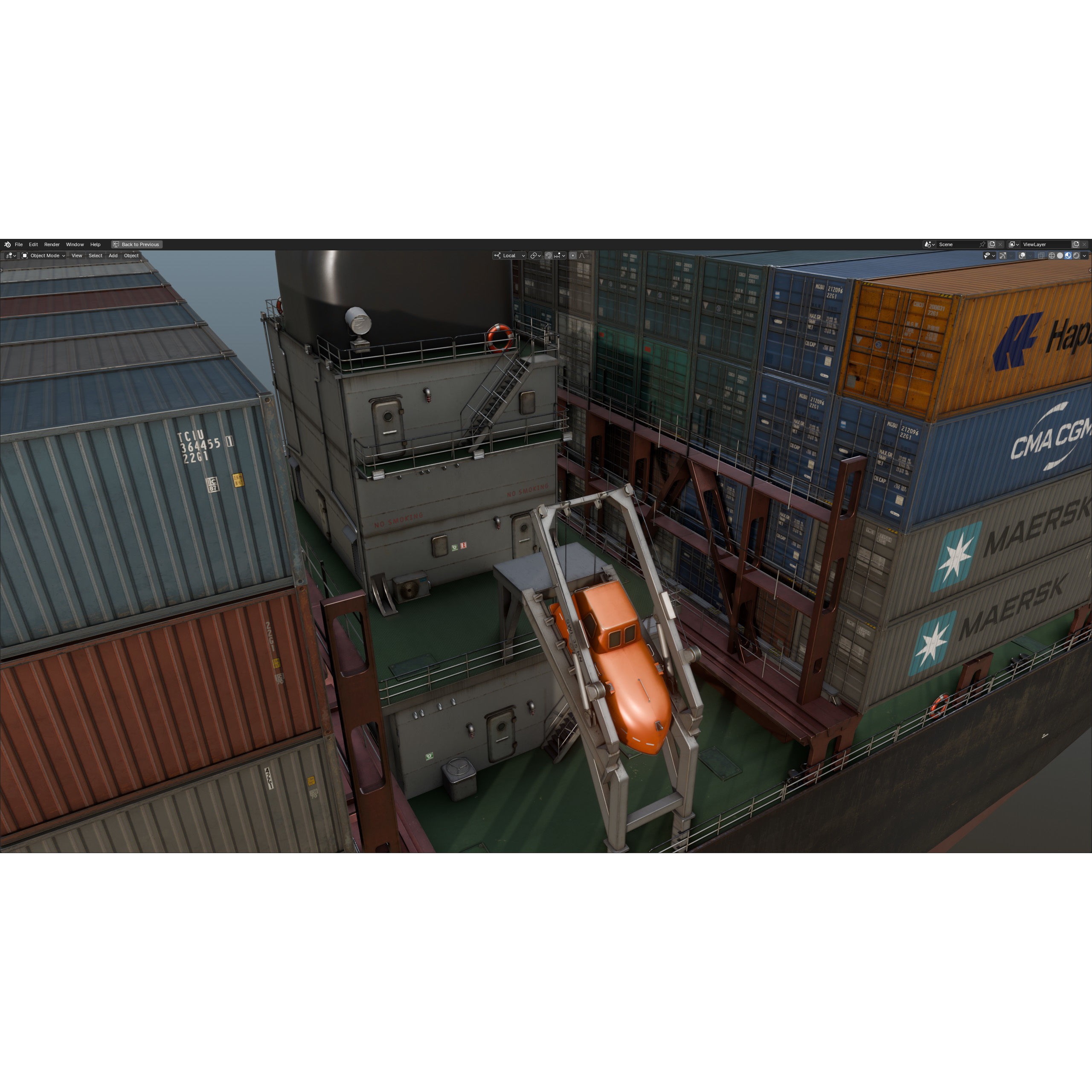 Cargo Ship Container Ship - Low-Poly Game-Ready 3D Model - View 74