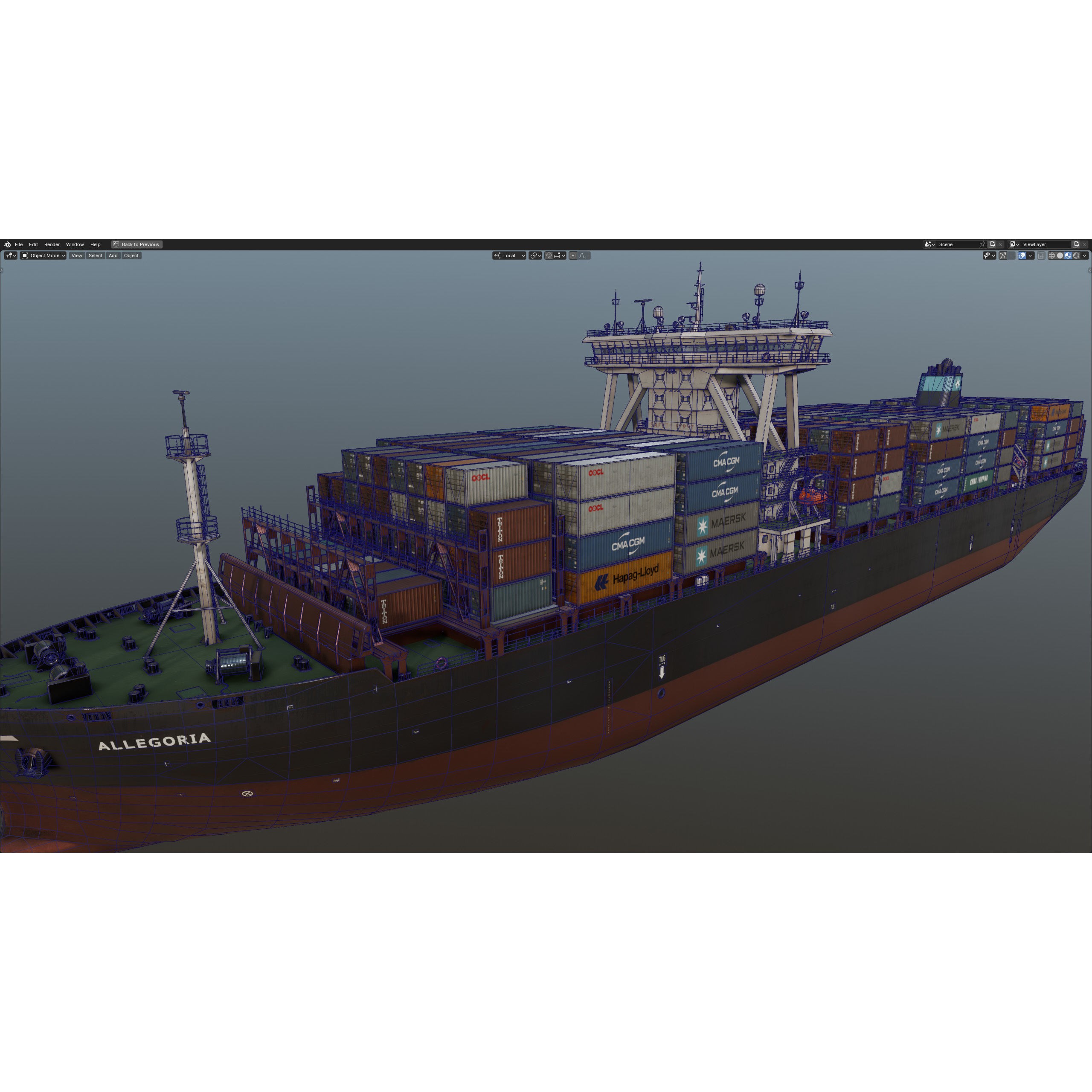 Cargo Ship Container Ship - Low-Poly Game-Ready 3D Model - View 75