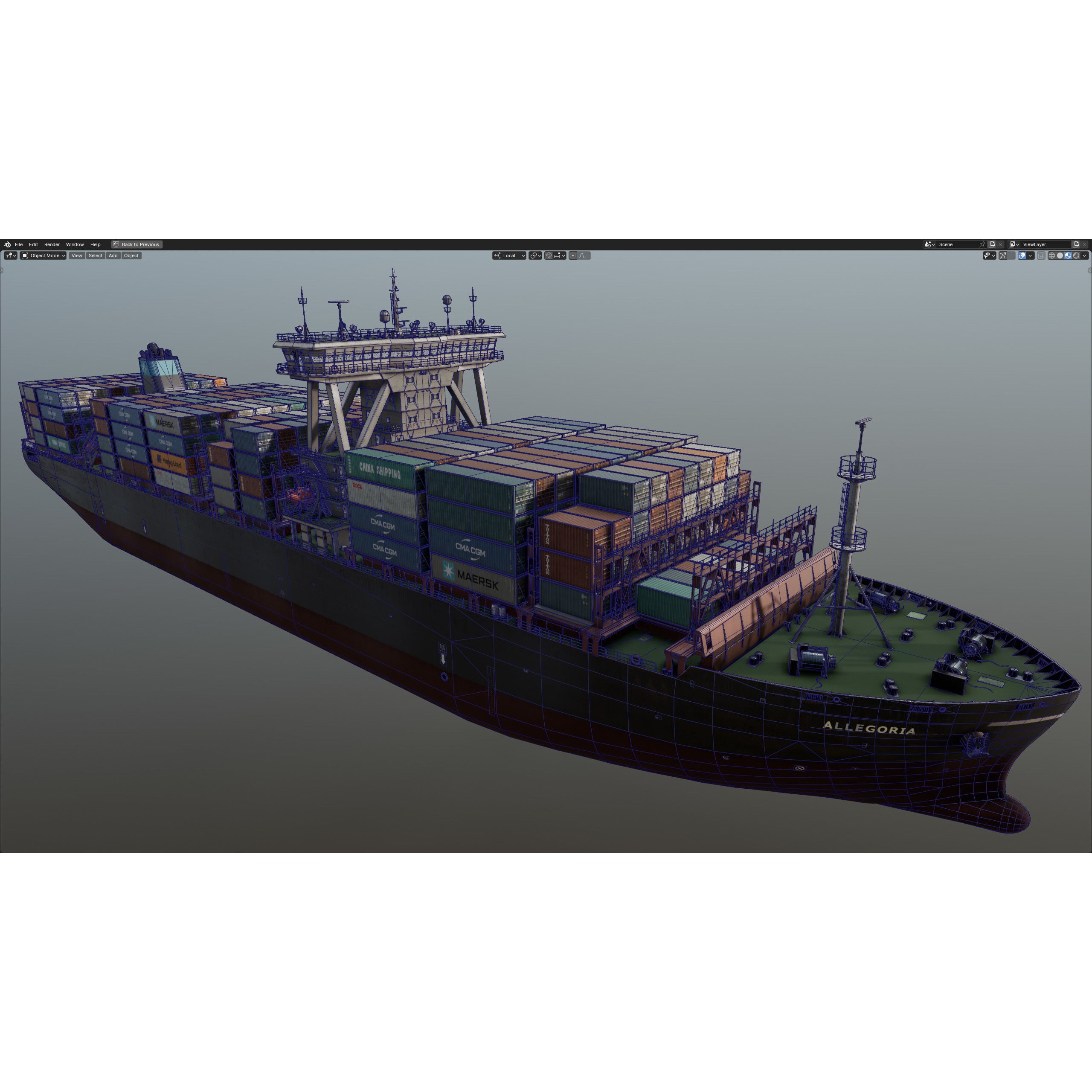 Cargo Ship Container Ship - Low-Poly Game-Ready 3D Model - View 76