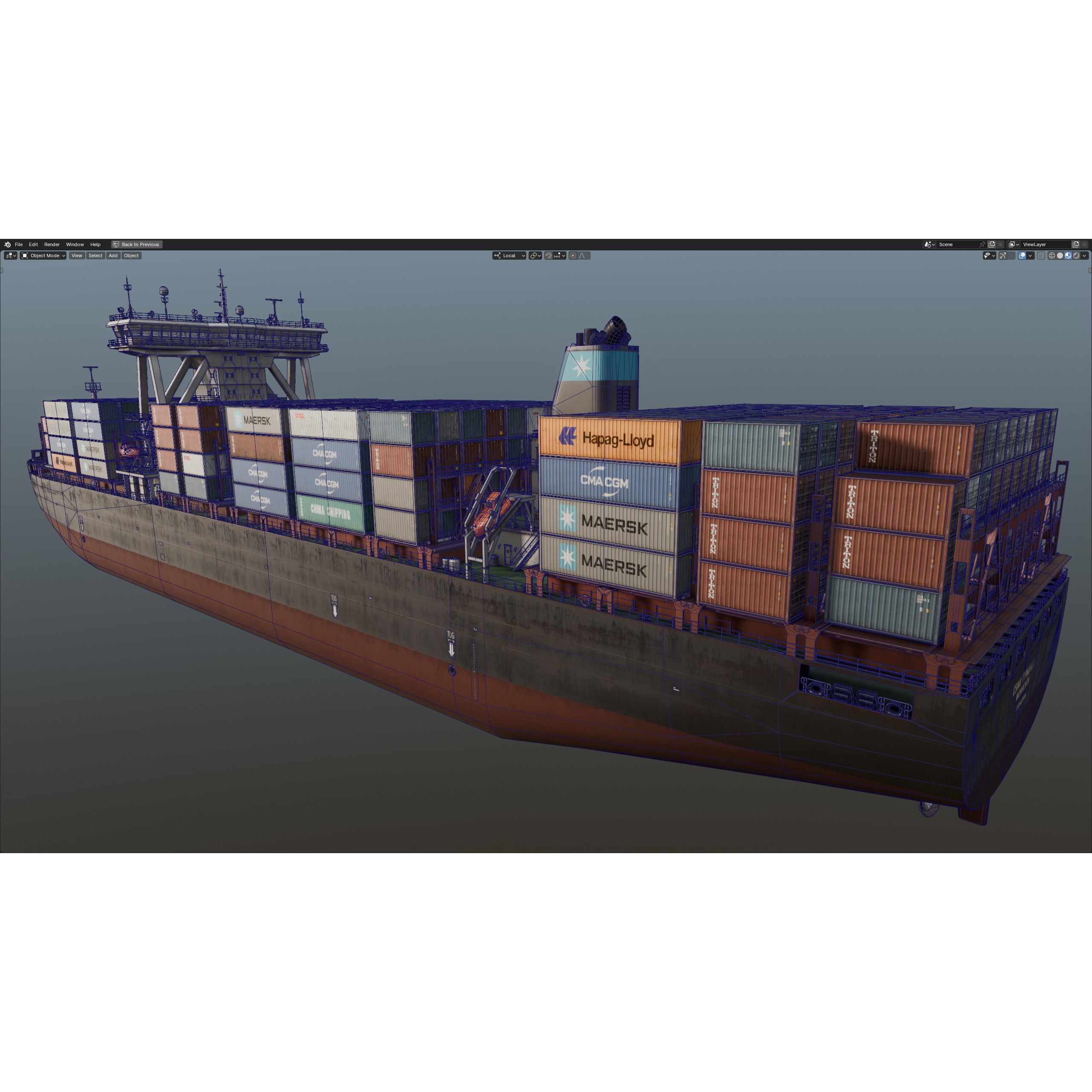 Cargo Ship Container Ship - Low-Poly Game-Ready 3D Model - View 77