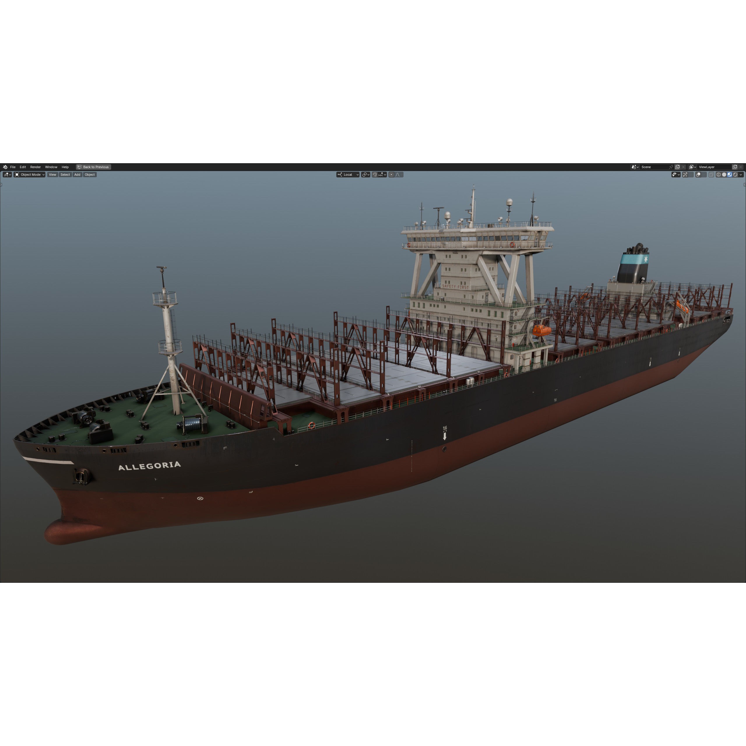 Cargo Ship Container Ship - Low-Poly Game-Ready 3D Model - View 78