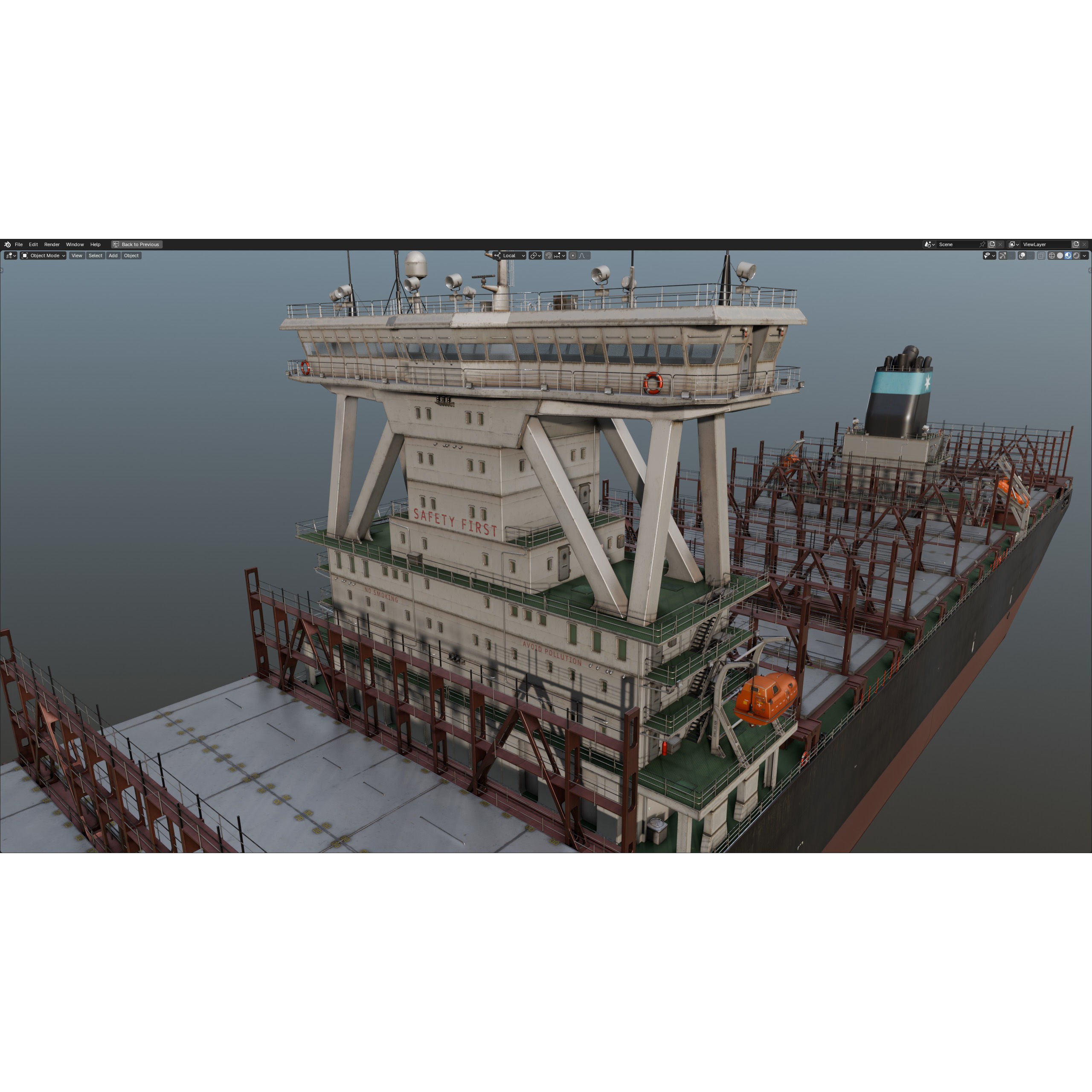 Cargo Ship Container Ship - Low-Poly Game-Ready 3D Model - View 80