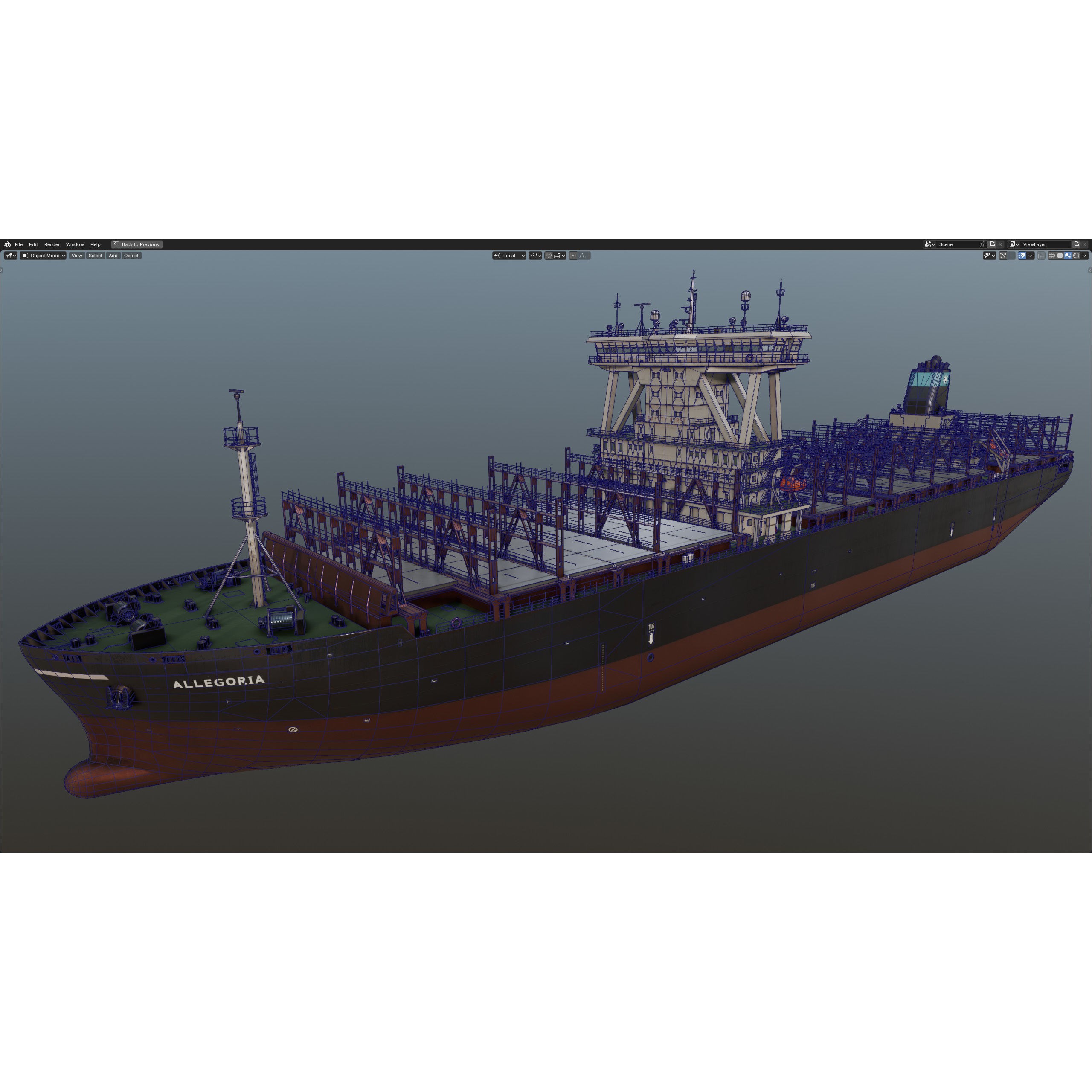 Cargo Ship Container Ship - Low-Poly Game-Ready 3D Model - View 83