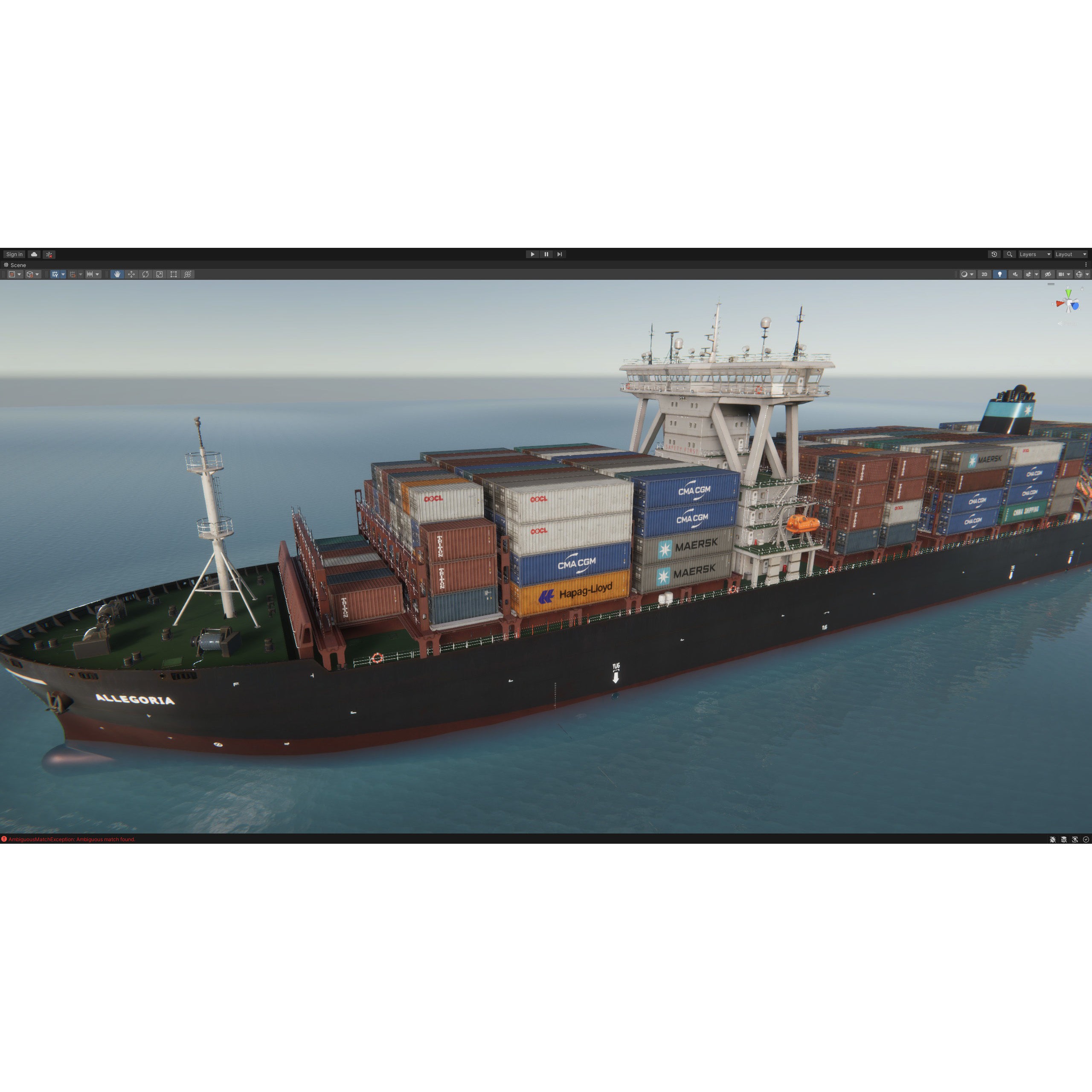 Cargo Ship Container Ship - Low-Poly Game-Ready 3D Model - View 89