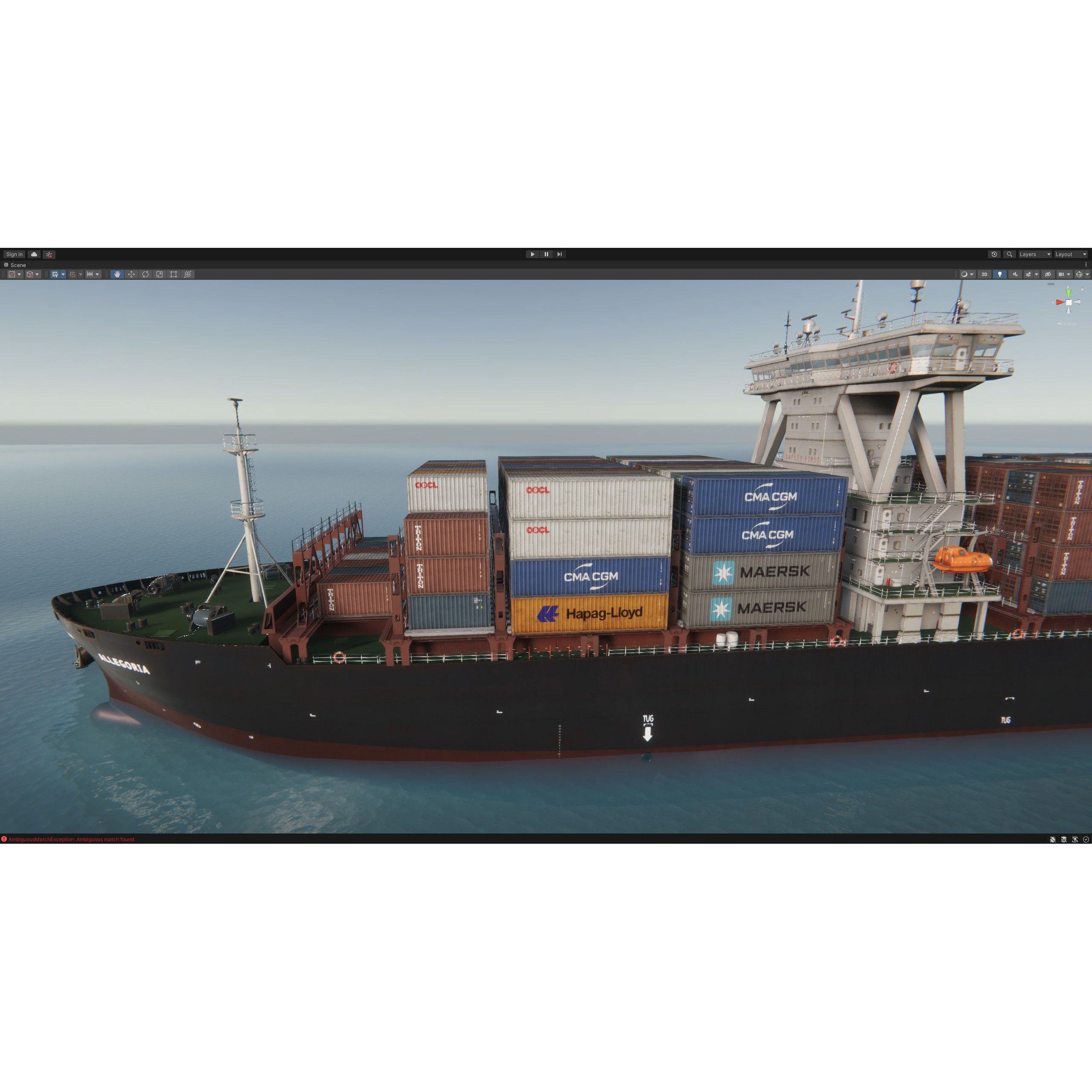 Cargo Ship Container Ship - Low-Poly Game-Ready 3D Model - View 90
