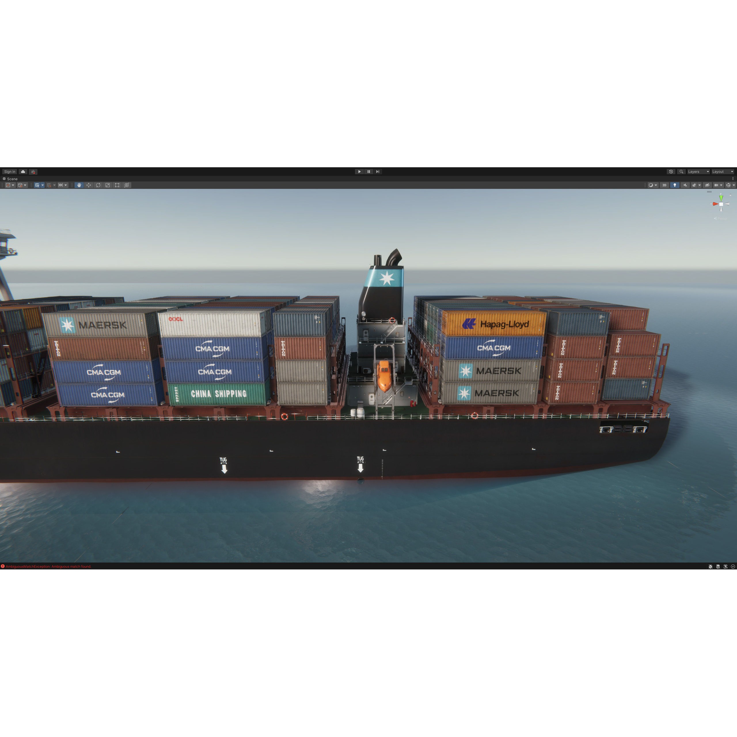 Cargo Ship Container Ship - Low-Poly Game-Ready 3D Model - View 92