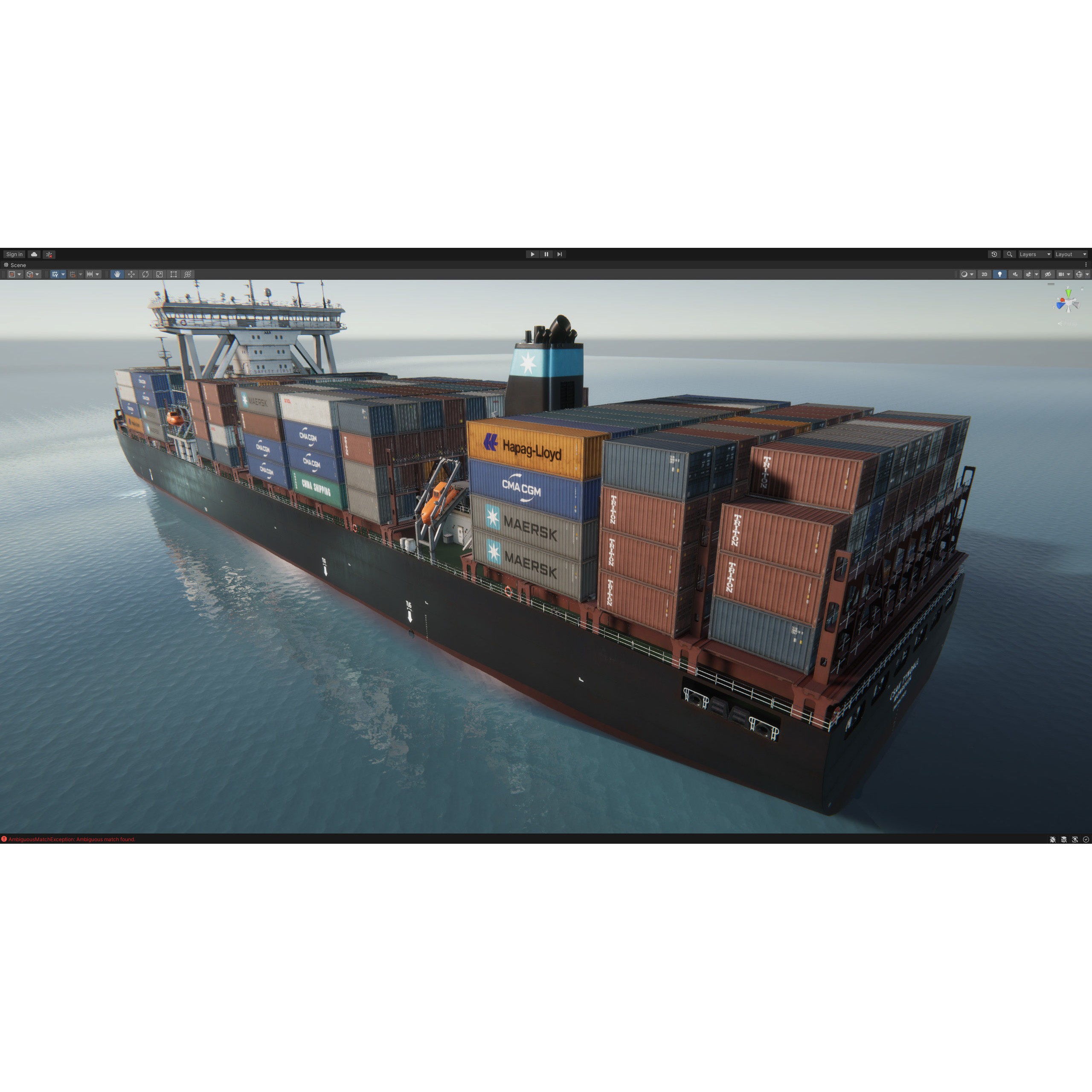 Cargo Ship Container Ship - Low-Poly Game-Ready 3D Model - View 95