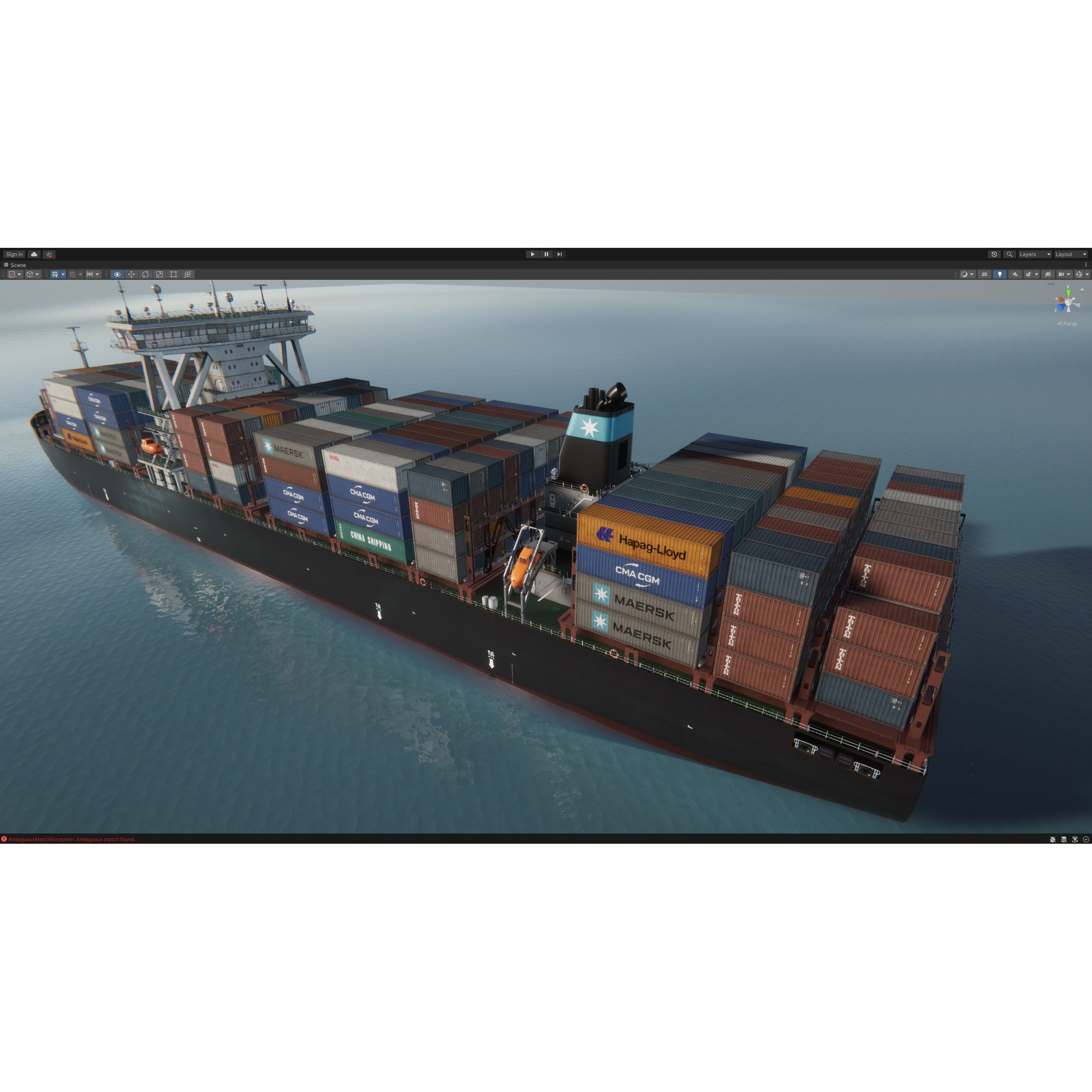 Cargo Ship Container Ship - Low-Poly Game-Ready 3D Model - View 96