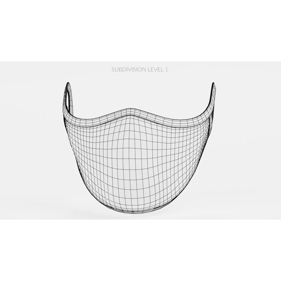 Face Mask 3D Model – Realistic Fabric Medical Respirator, PBR - View 14