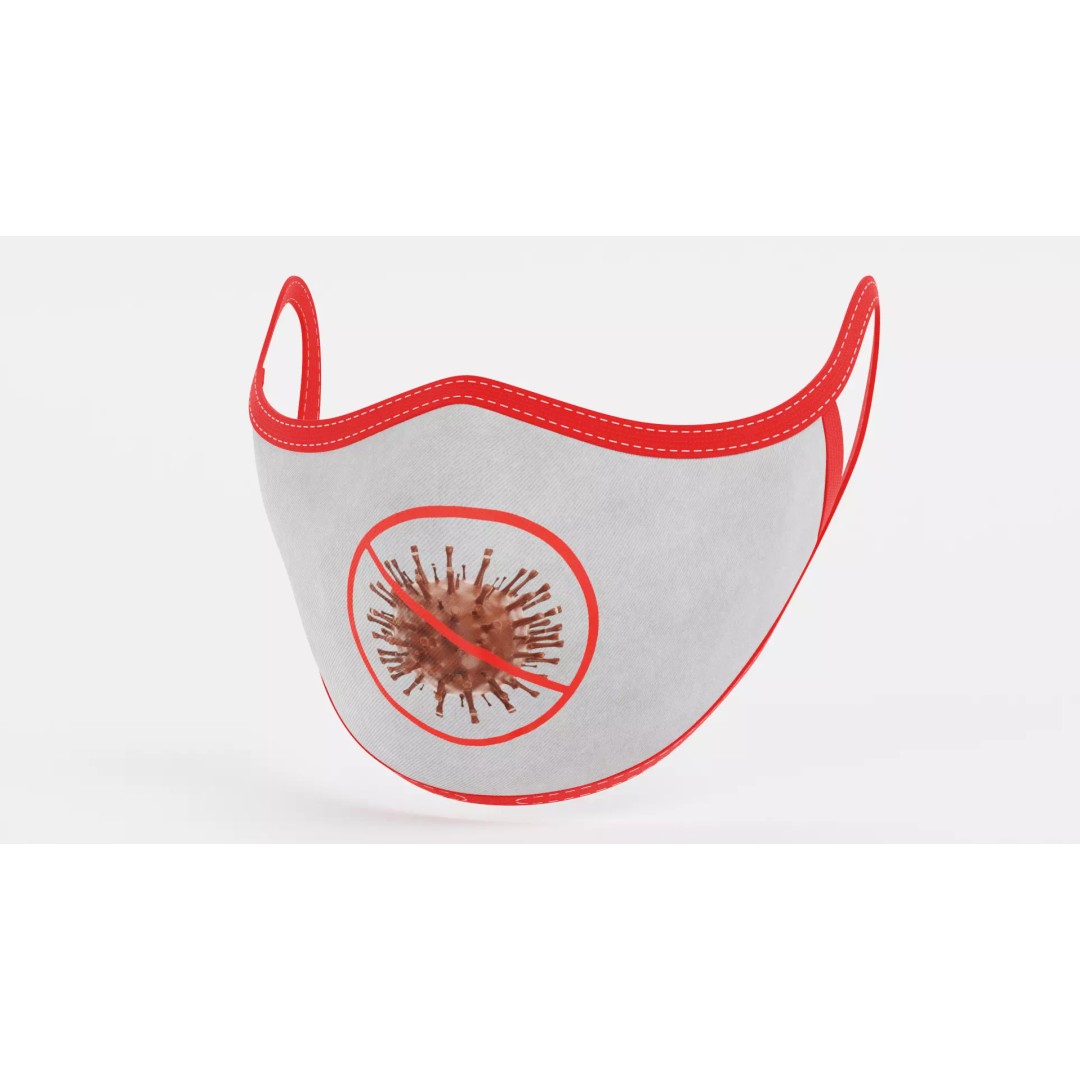 Face Mask 3D Model – Realistic Fabric Medical Respirator, PBR - View 2