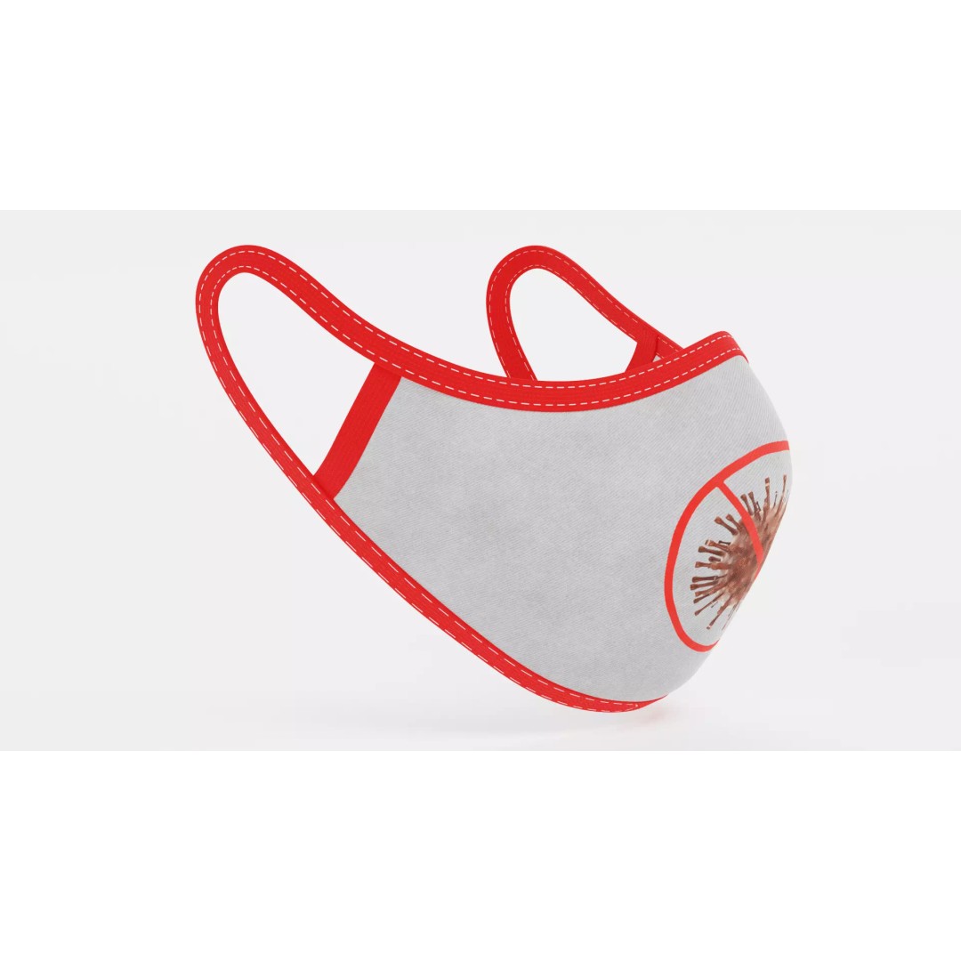 Face Mask 3D Model – Realistic Fabric Medical Respirator, PBR - View 4