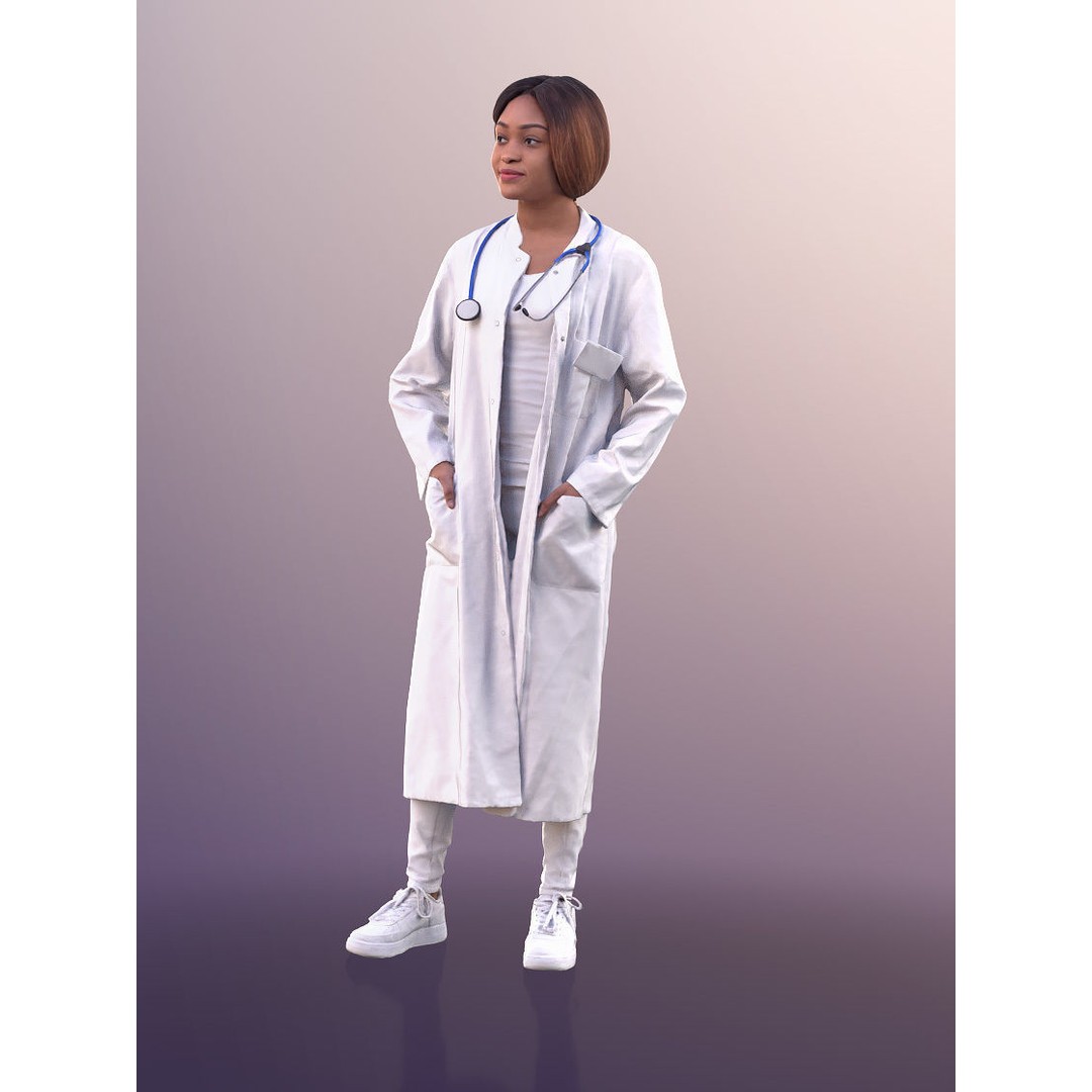 Iona 10928 3D Model – Low Poly Female Doctor, FBX & OBJ Formats - View 4