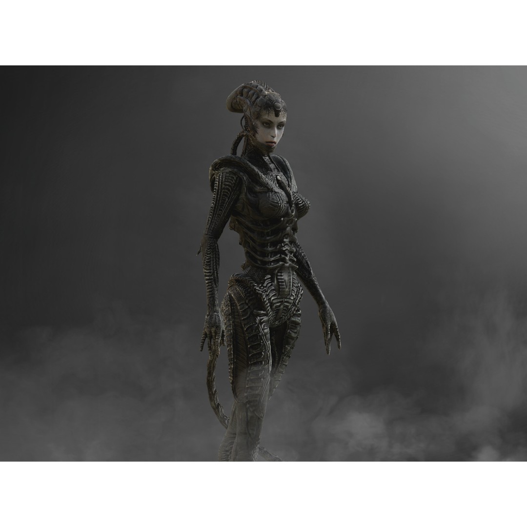 NeoXenomorph 3D Model – Low Poly Sci-Fi Character, Rigged, FBX - View 10