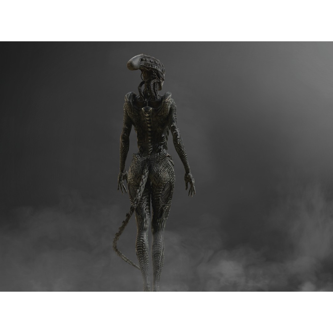 NeoXenomorph 3D Model – Low Poly Sci-Fi Character, Rigged, FBX - View 3