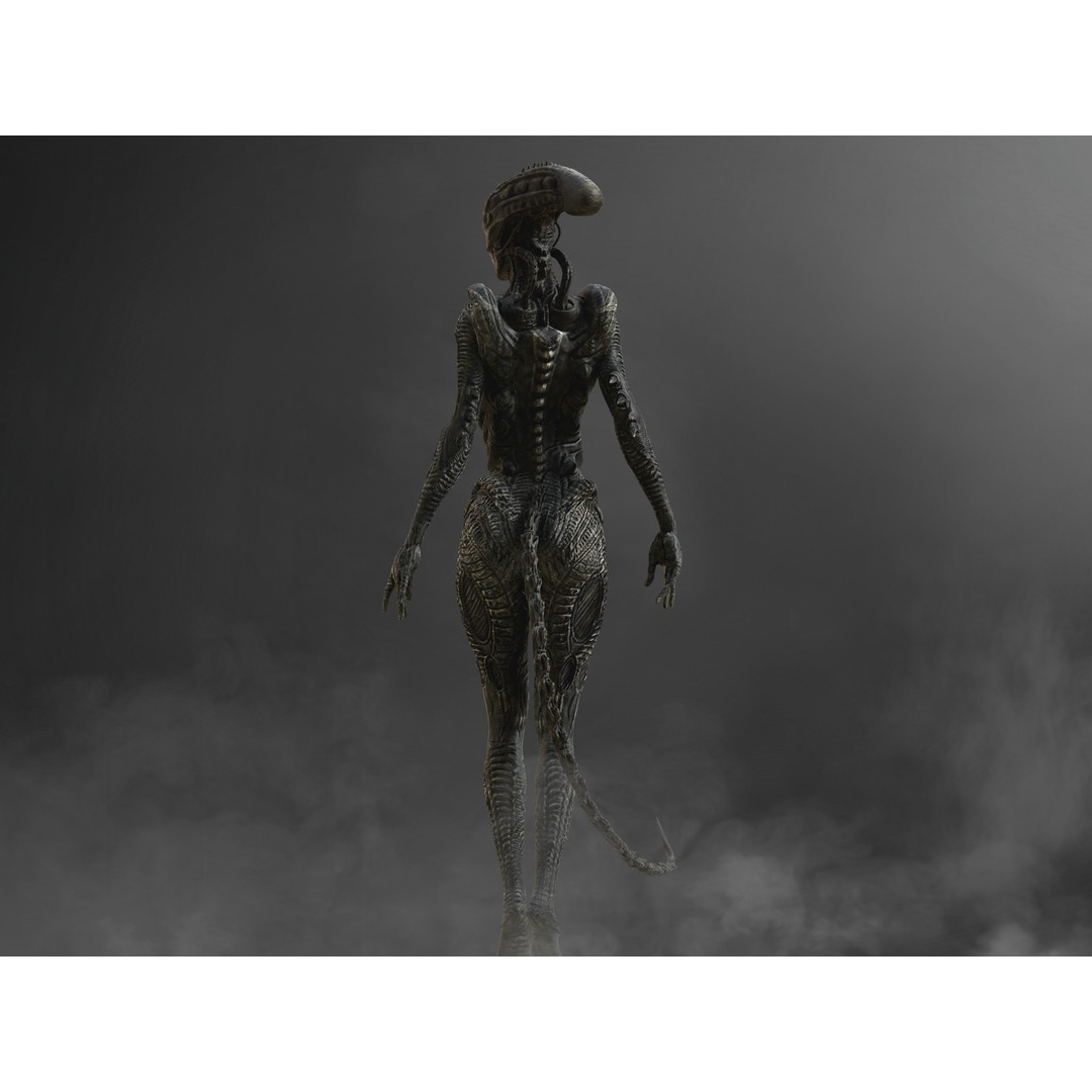 NeoXenomorph 3D Model – Low Poly Sci-Fi Character, Rigged, FBX - View 6