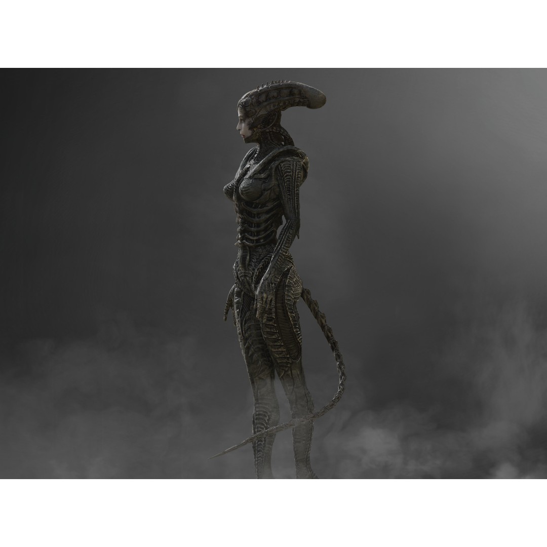 NeoXenomorph 3D Model – Low Poly Sci-Fi Character, Rigged, FBX - View 9