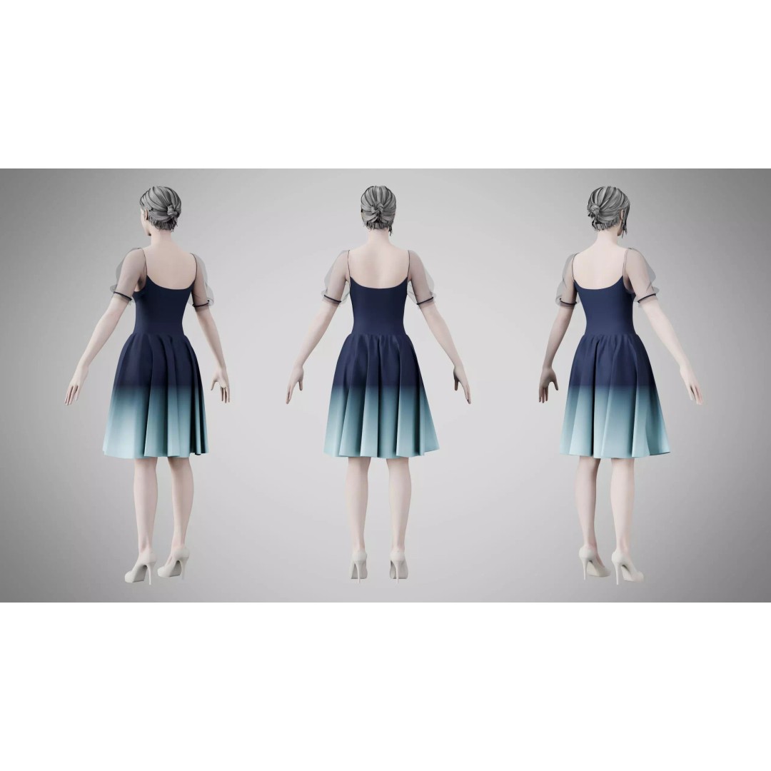 Yankees Blue Dress 3D Model – Low Poly Game Asset, FBX, PBR - View 3