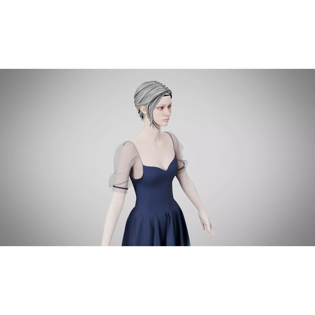 Yankees Blue Dress 3D Model – Low Poly Game Asset, FBX, PBR - View 4