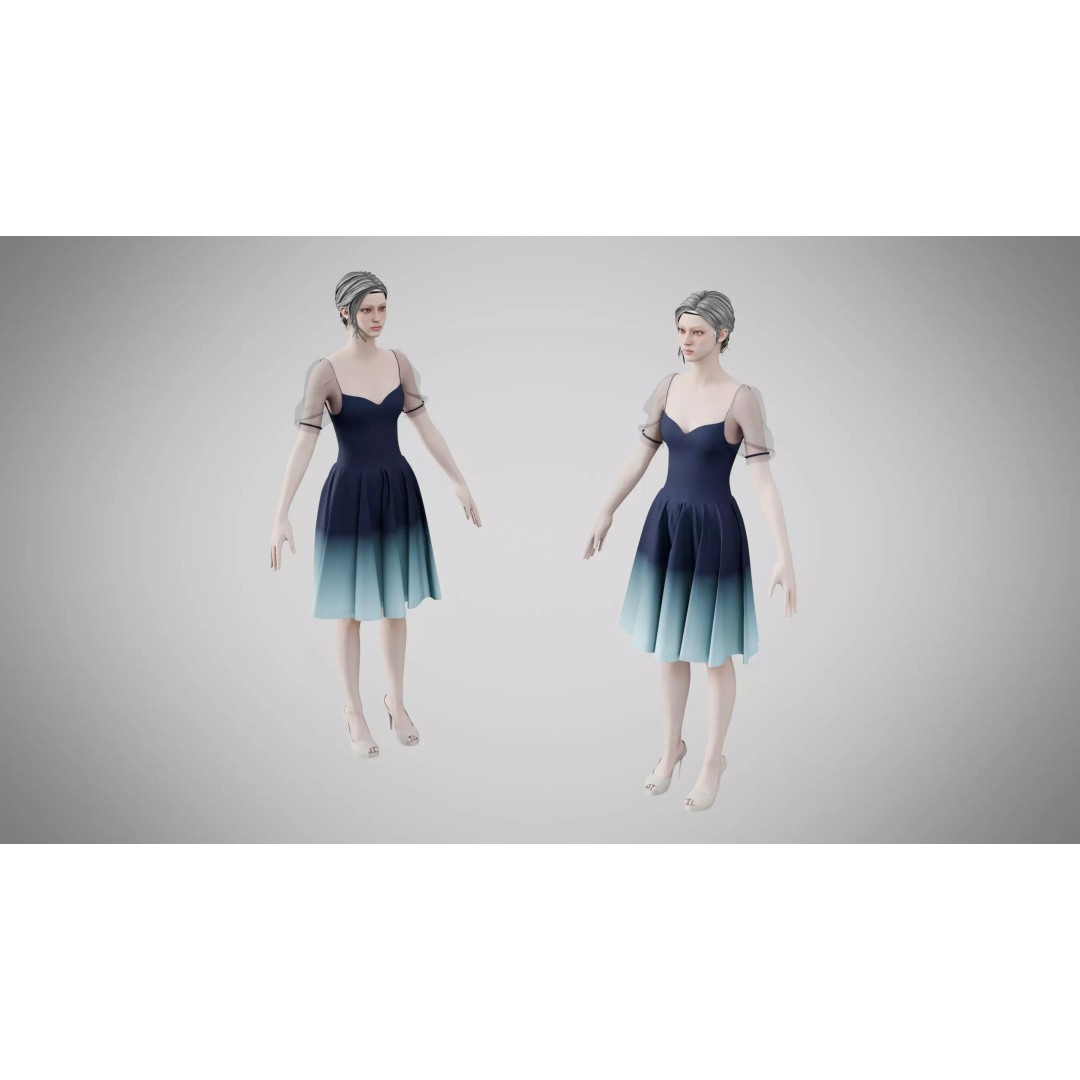 Yankees Blue Dress 3D Model – Low Poly Game Asset, FBX, PBR - View 5