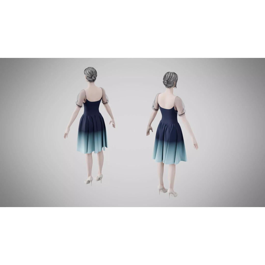 Yankees Blue Dress 3D Model – Low Poly Game Asset, FBX, PBR - View 6
