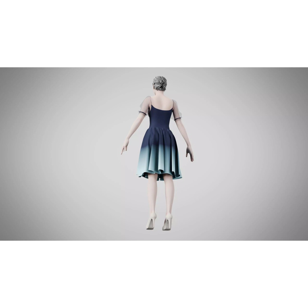 Yankees Blue Dress 3D Model – Low Poly Game Asset, FBX, PBR - View 7