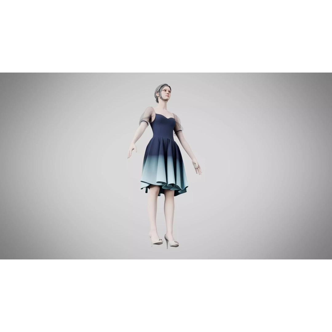 Yankees Blue Dress 3D Model – Low Poly Game Asset, FBX, PBR - View 9