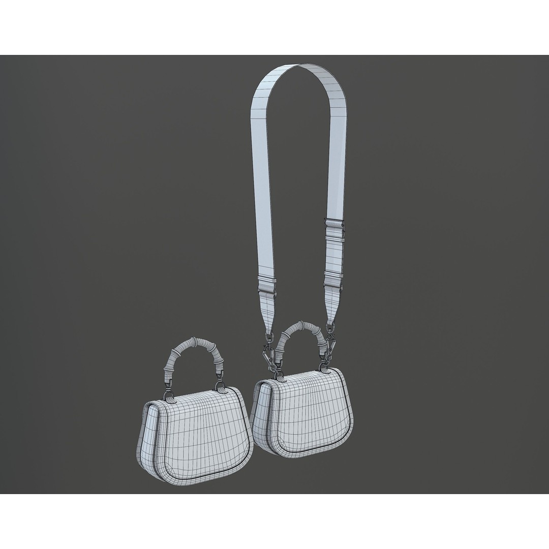 Gucci Bamboo 1947 Jumbo GG Small Bag 3D Model – Low Poly Game Asset, FBX - View 10