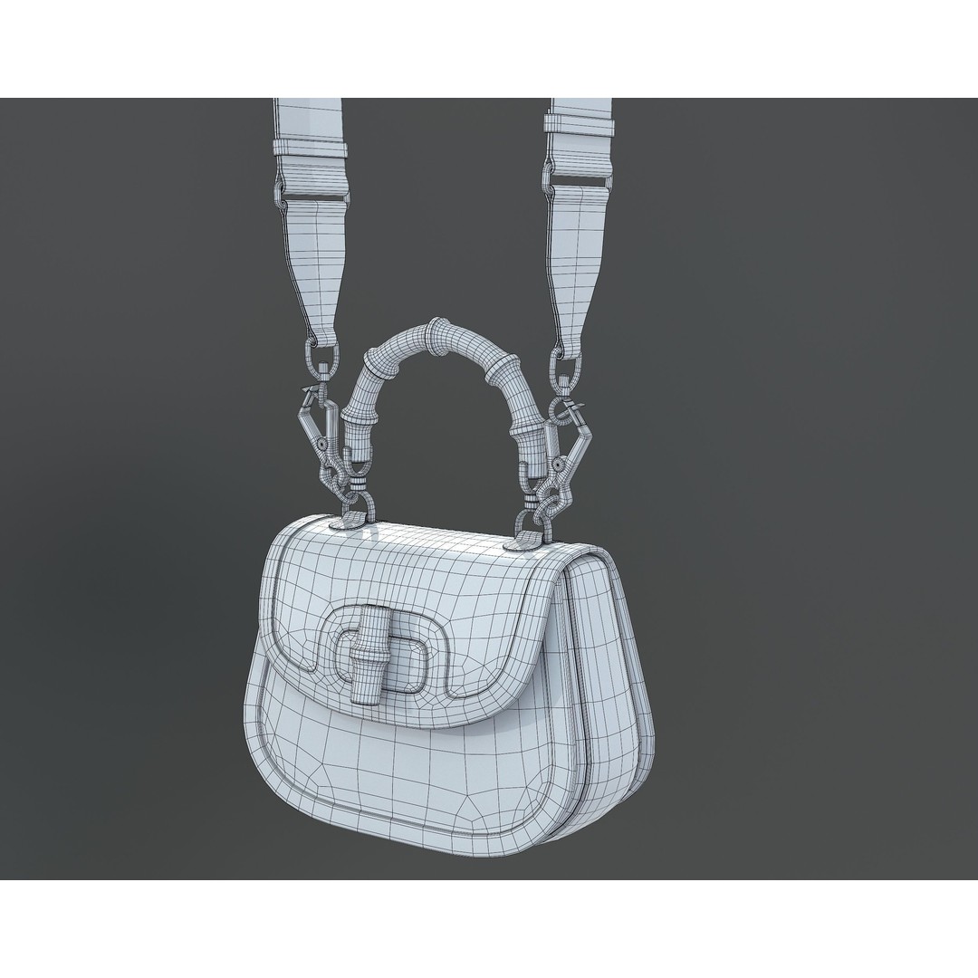 Gucci Bamboo 1947 Jumbo GG Small Bag 3D Model – Low Poly Game Asset, FBX - View 8