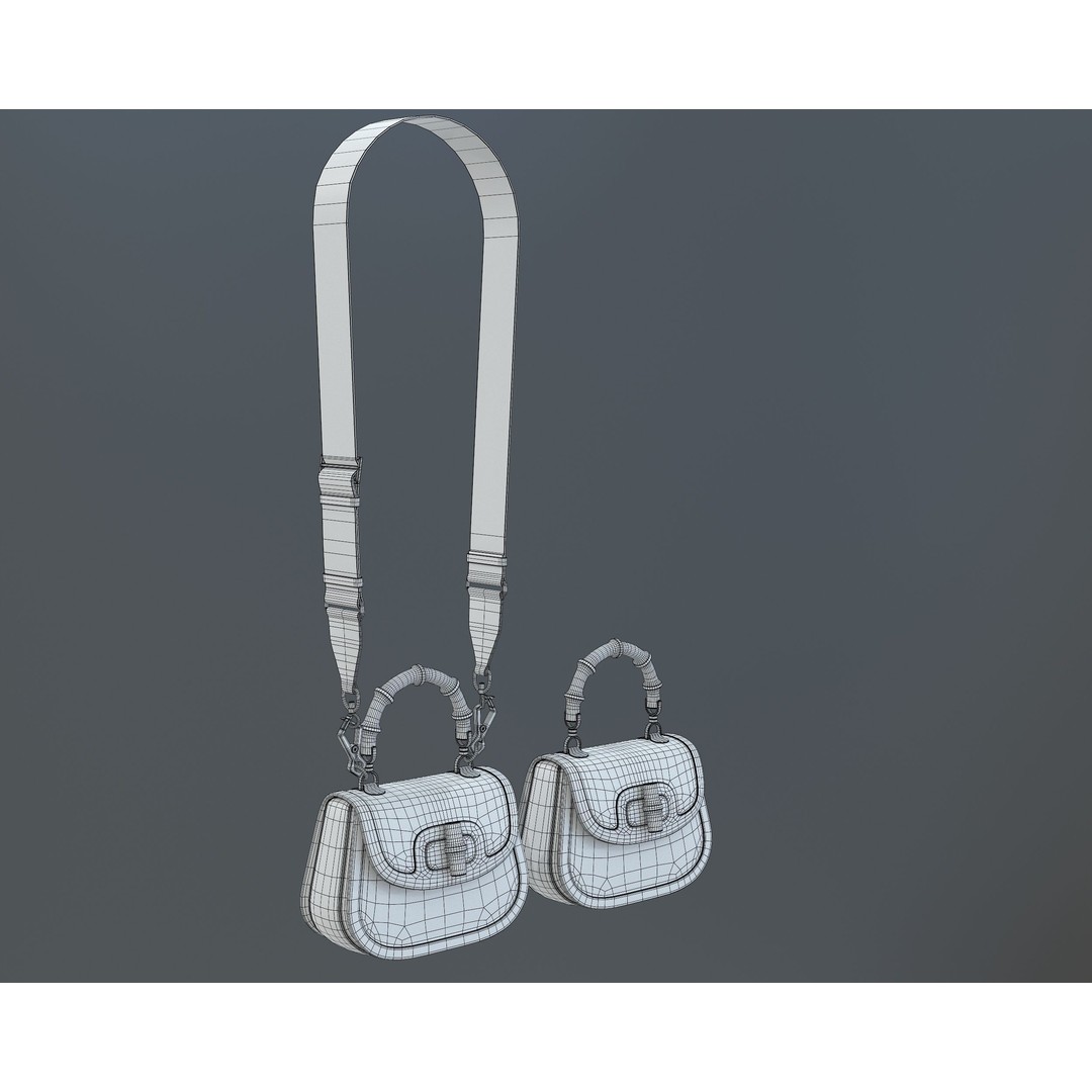 Gucci Bamboo 1947 Jumbo GG Small Bag 3D Model – Low Poly Game Asset, FBX - View 9