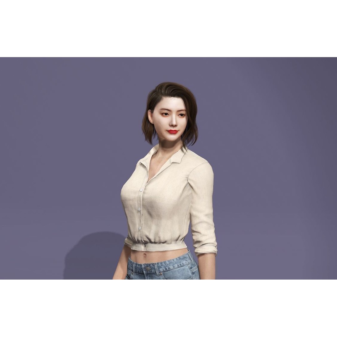 Realistic Korean Female Model 3D Model – Rigged Runway Walk Animation, FBX - View 10