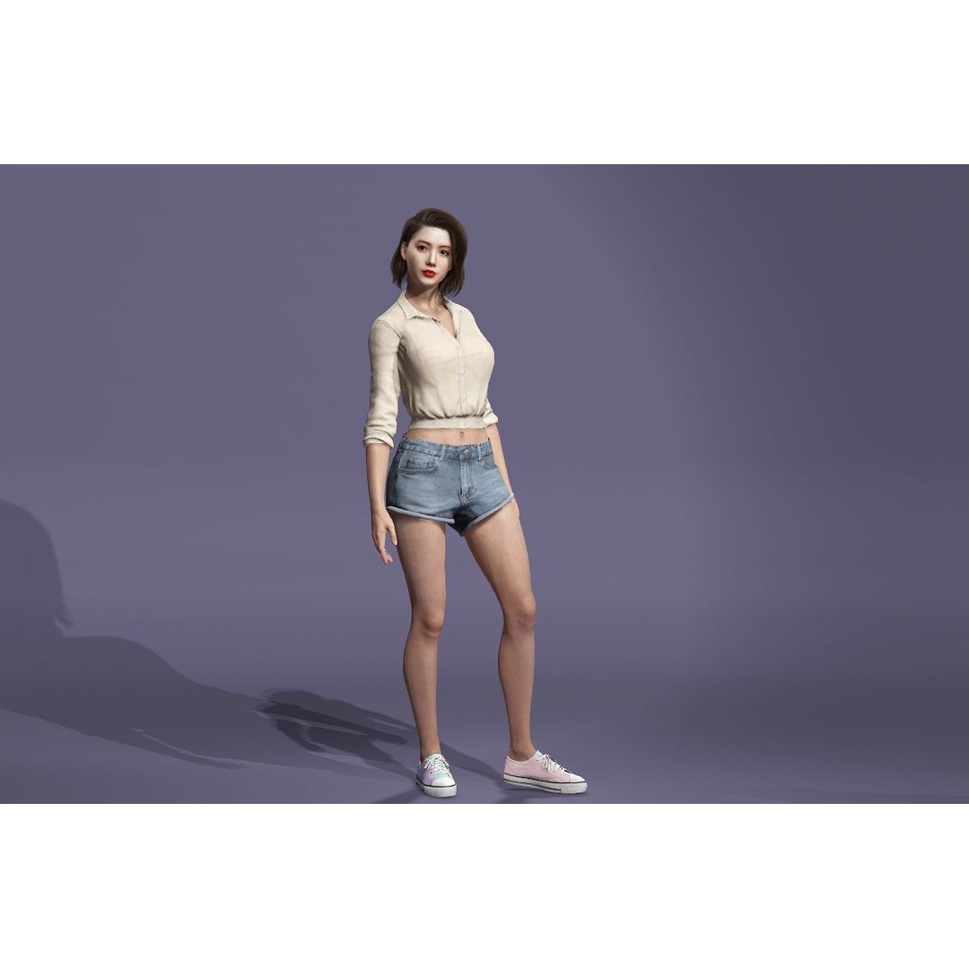 Realistic Korean Female Model 3D Model – Rigged Runway Walk Animation, FBX - View 13