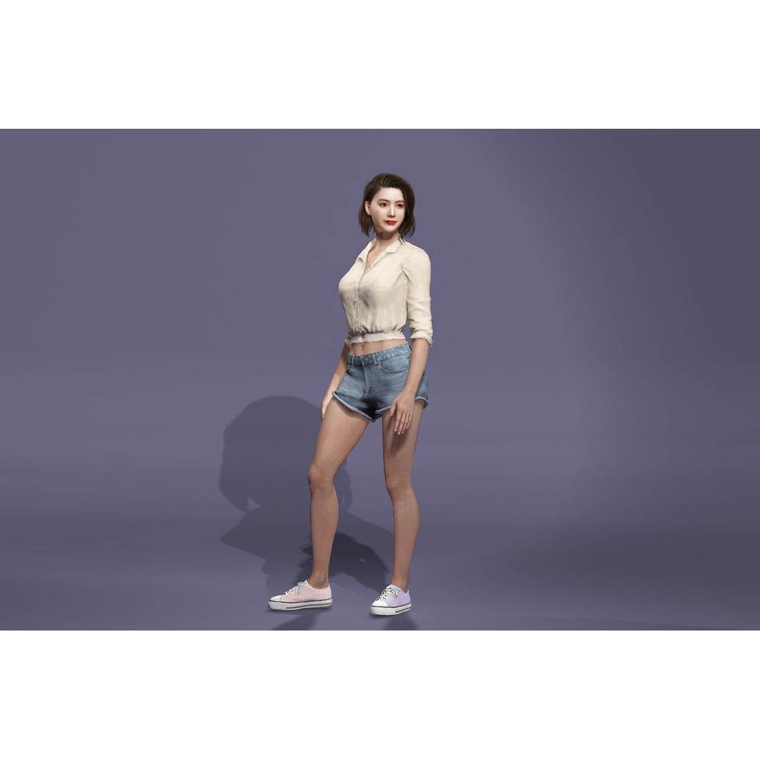 Realistic Korean Female Model 3D Model – Rigged Runway Walk Animation, FBX - View 14