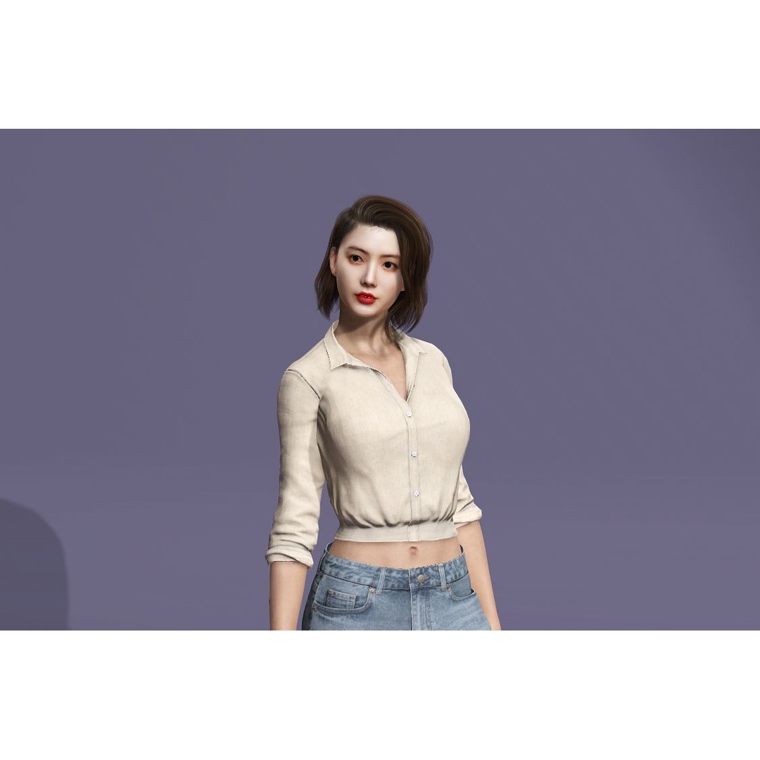 Realistic Korean Female Model 3D Model – Rigged Runway Walk Animation, FBX - View 2