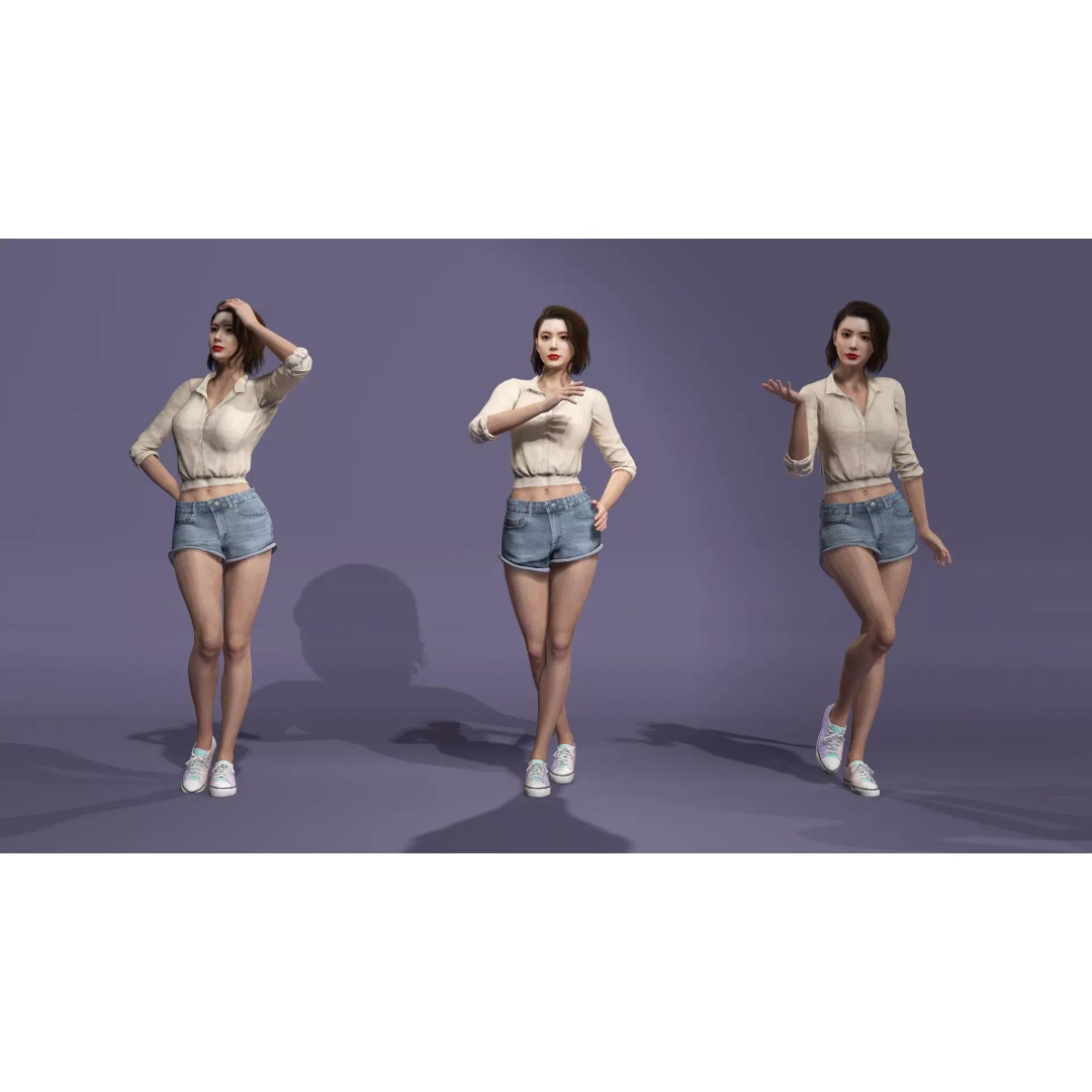 Realistic Korean Female Model 3D Model – Rigged Runway Walk Animation, FBX - View 21