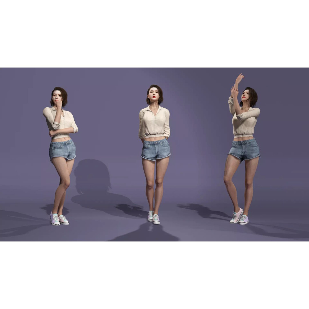 Realistic Korean Female Model 3D Model – Rigged Runway Walk Animation, FBX - View 22