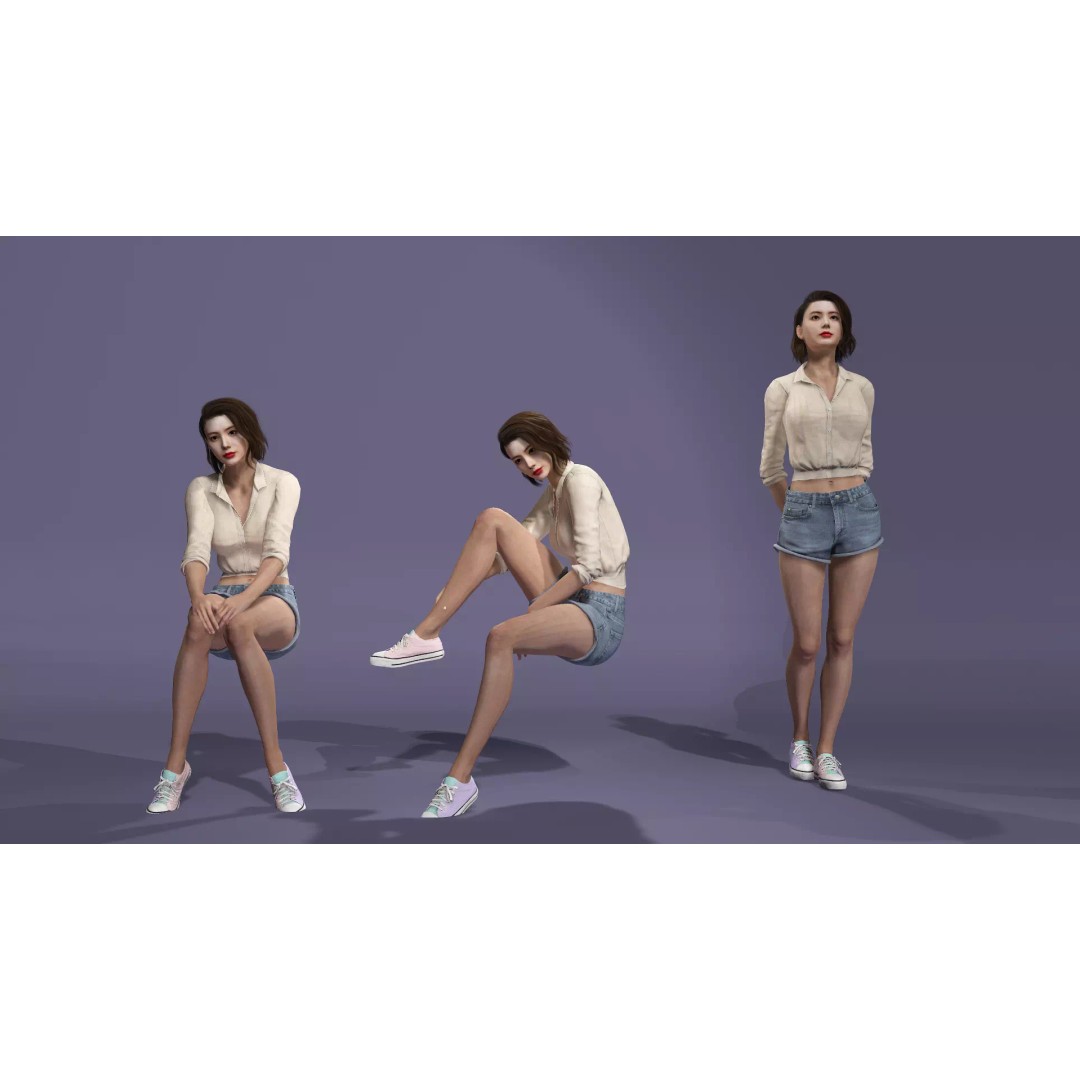 Realistic Korean Female Model 3D Model – Rigged Runway Walk Animation, FBX - View 26