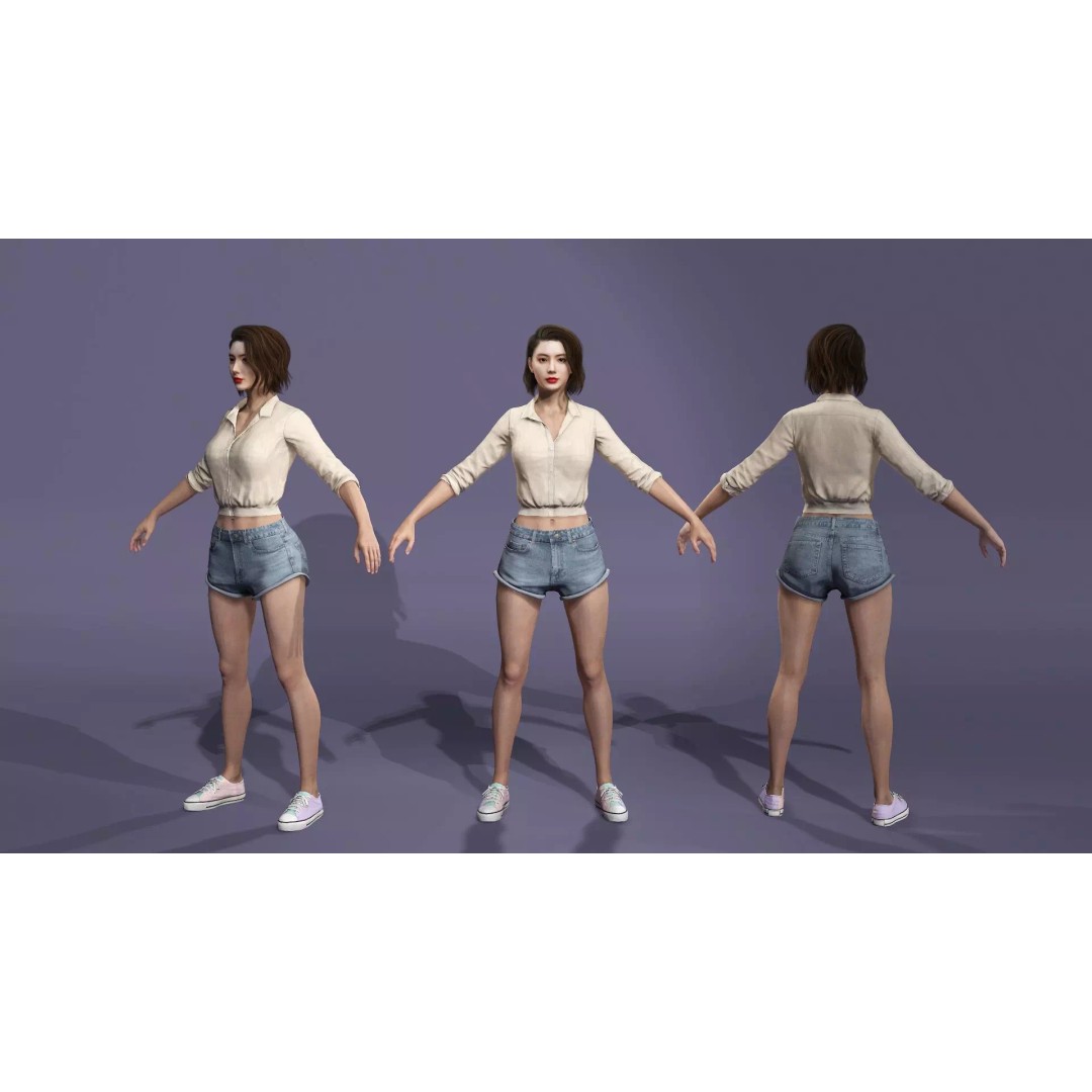 Realistic Korean Female Model 3D Model – Rigged Runway Walk Animation, FBX - View 3