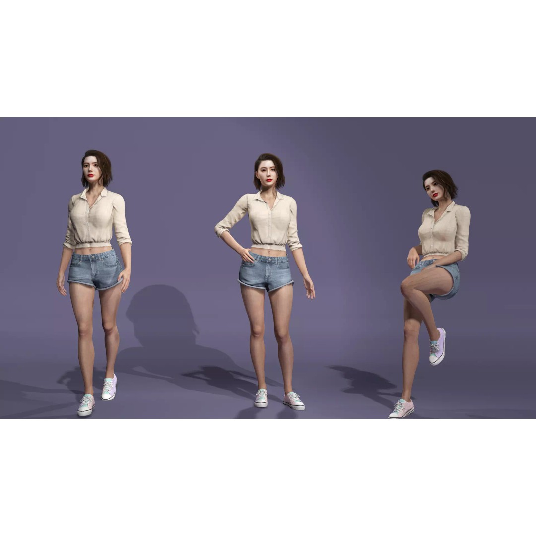 Realistic Korean Female Model 3D Model – Rigged Runway Walk Animation, FBX - View 4